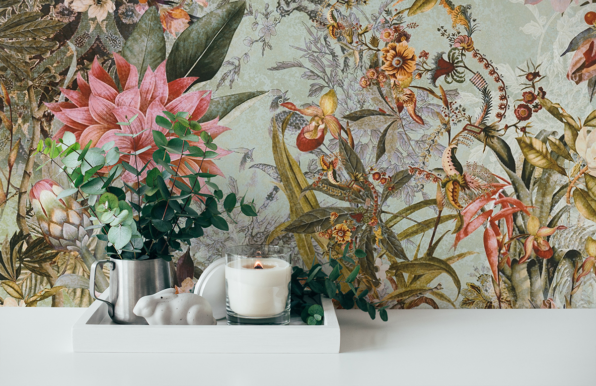 Papier peint Fleur Vintage vert et rose - Dream Flowery de Architects Paper | Réf. 38177-1