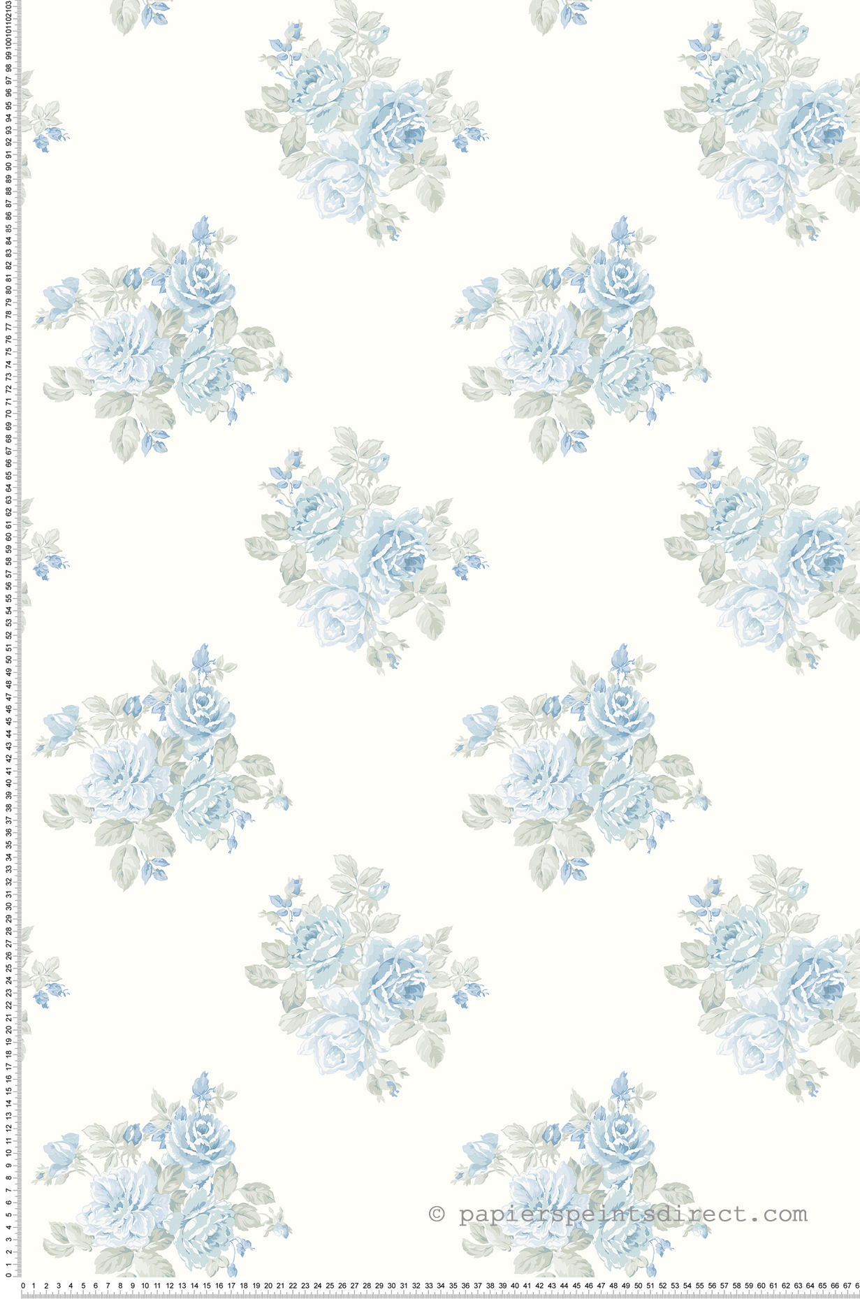 Papier peint Romantique Bouquet Fleuri bleu - Alice et Rose de Lutèce | Réf. LTC-VI80002