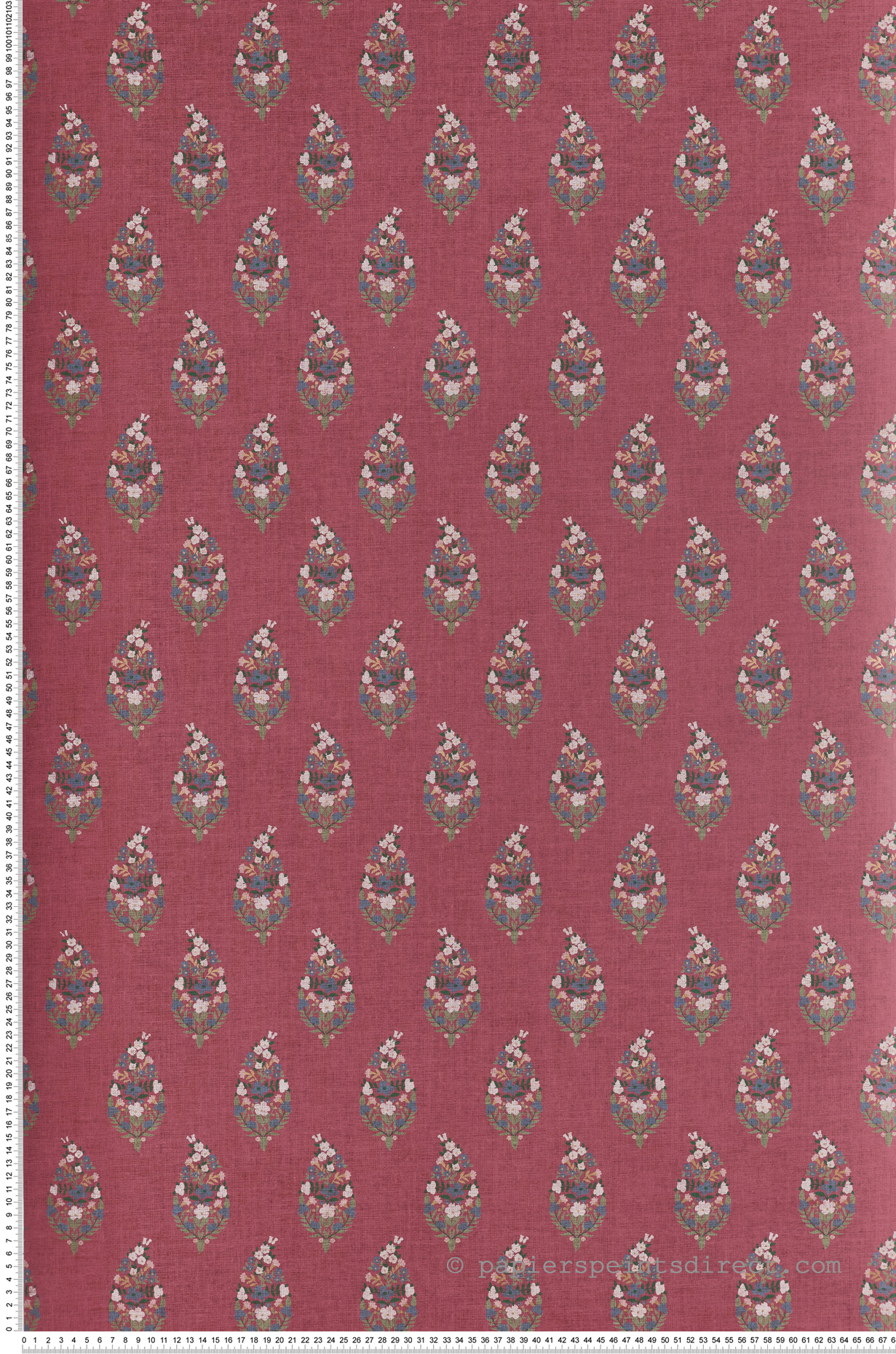 Papier peint Médaillon Floral Paisley fuchsia - Rifle Paper Co. 3 de York (Initiales) | Réf. INI-RF7475