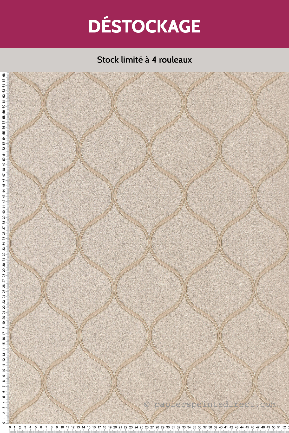 Papier peint Destockage - Formes baroques roses - Canal Grande