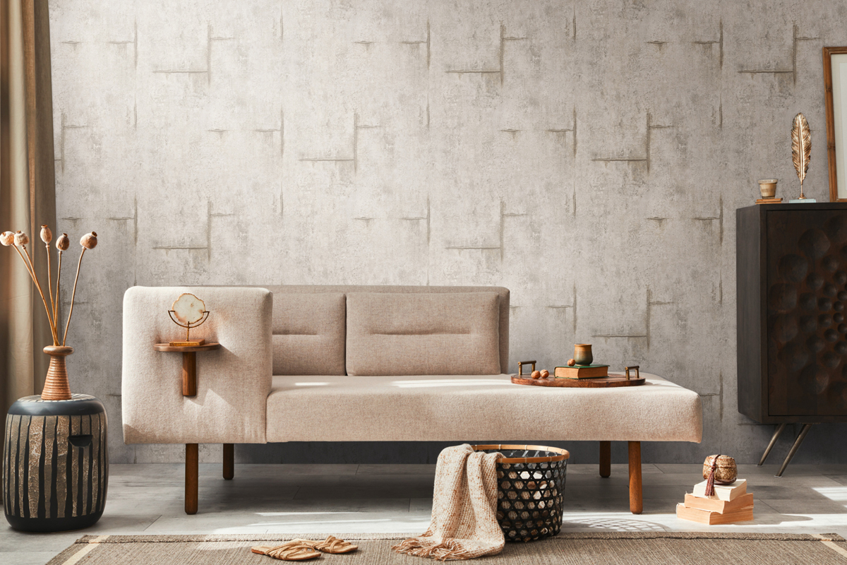 Papier peint Béton Graphite Groove gris clair - Cosmoliving d'A.S. Création AMB4 | Réf. AS-790853