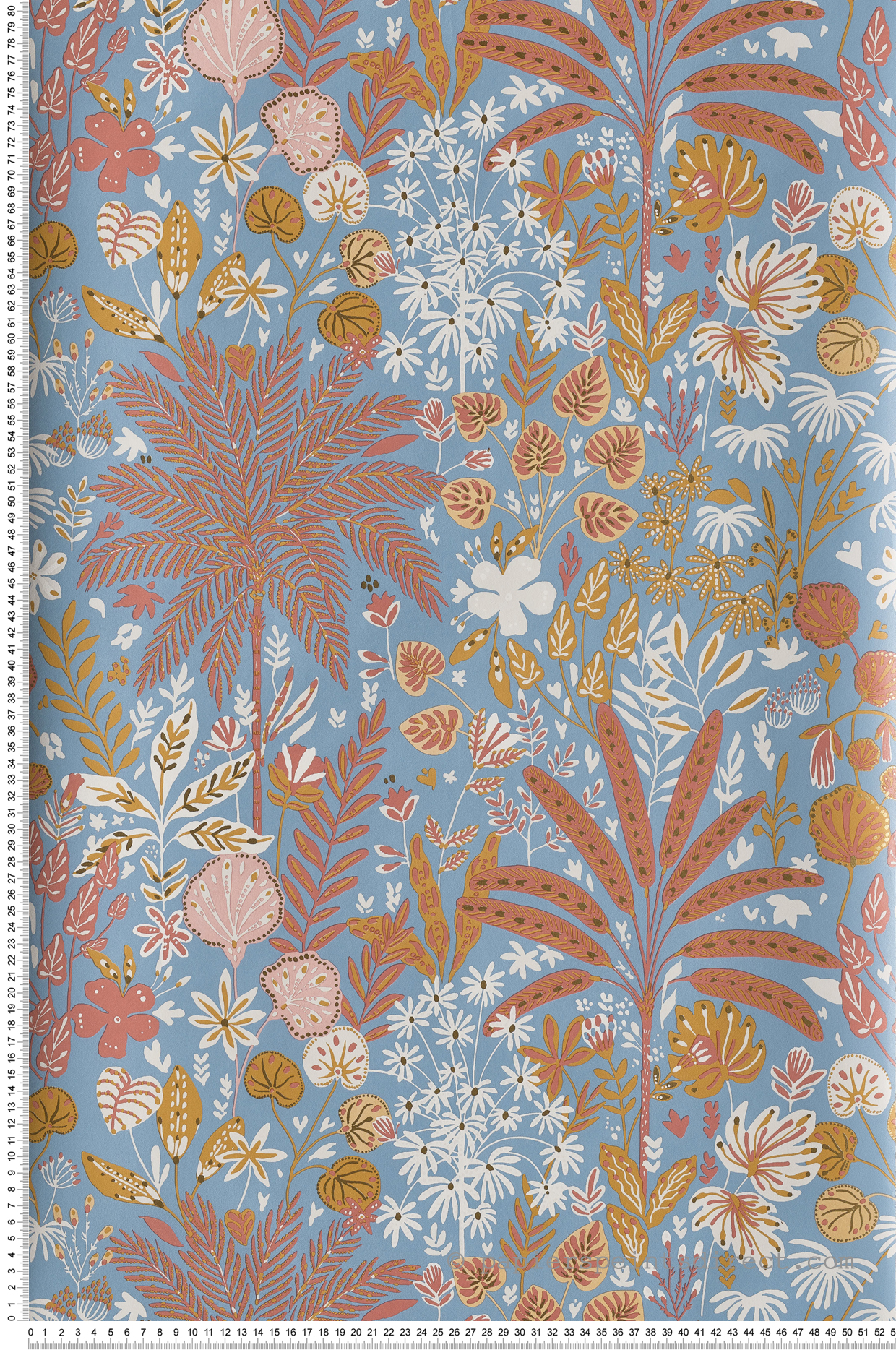 Papier peint jungle tropicale Hope bleu/terracotta/camel - Hygge de Casélio | HYG100596524