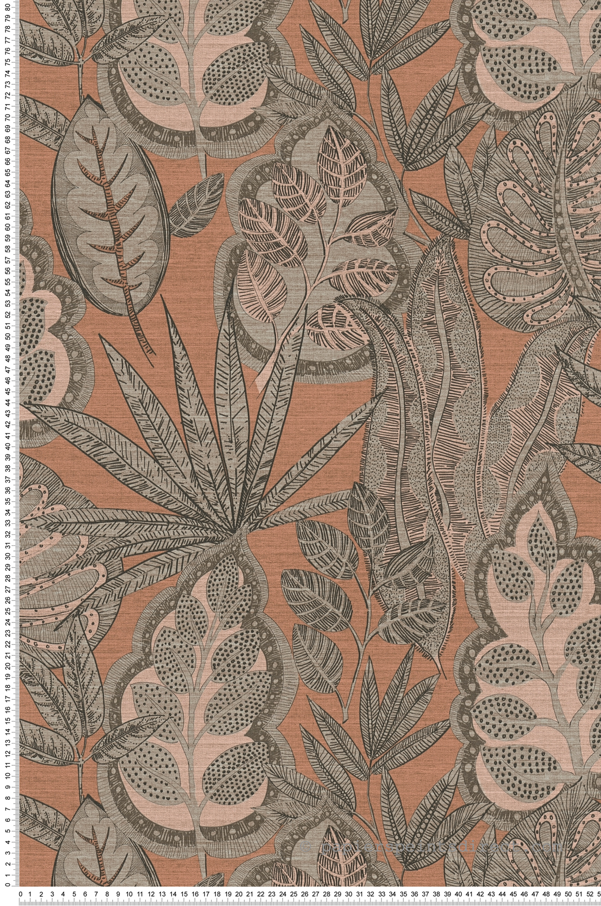 Papier peint Feuillage Symbole Indiana taupe rose - Famous Garden d'A.S. Création | Réf. AS-393462