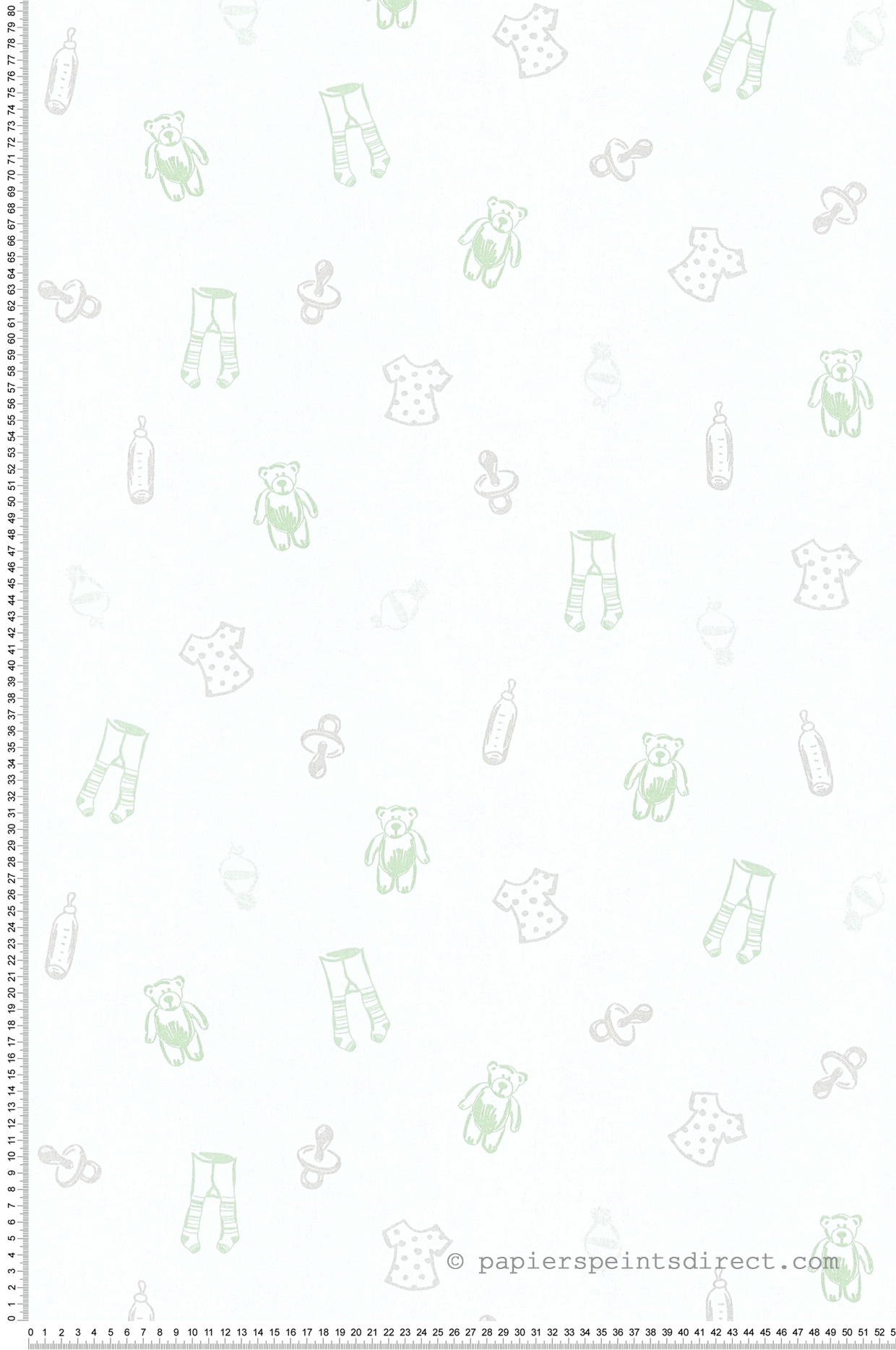 Papier peint oursons vert et argenté - Little Stars AS Création | Réf. SP04370