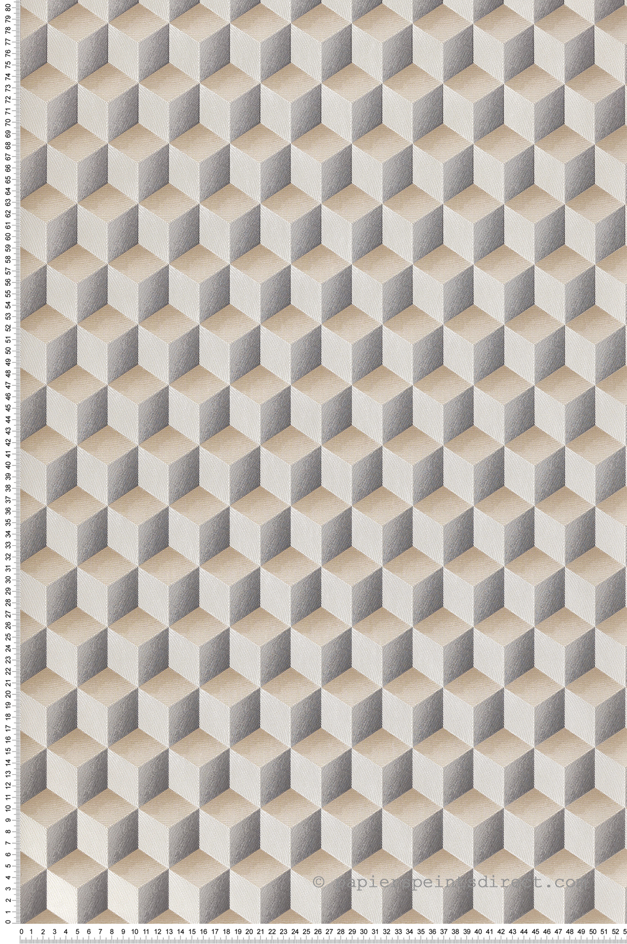 Papier peint Cube Rythm beige, gris et doré - Perception de Casadéco | Réf. PERP86471518