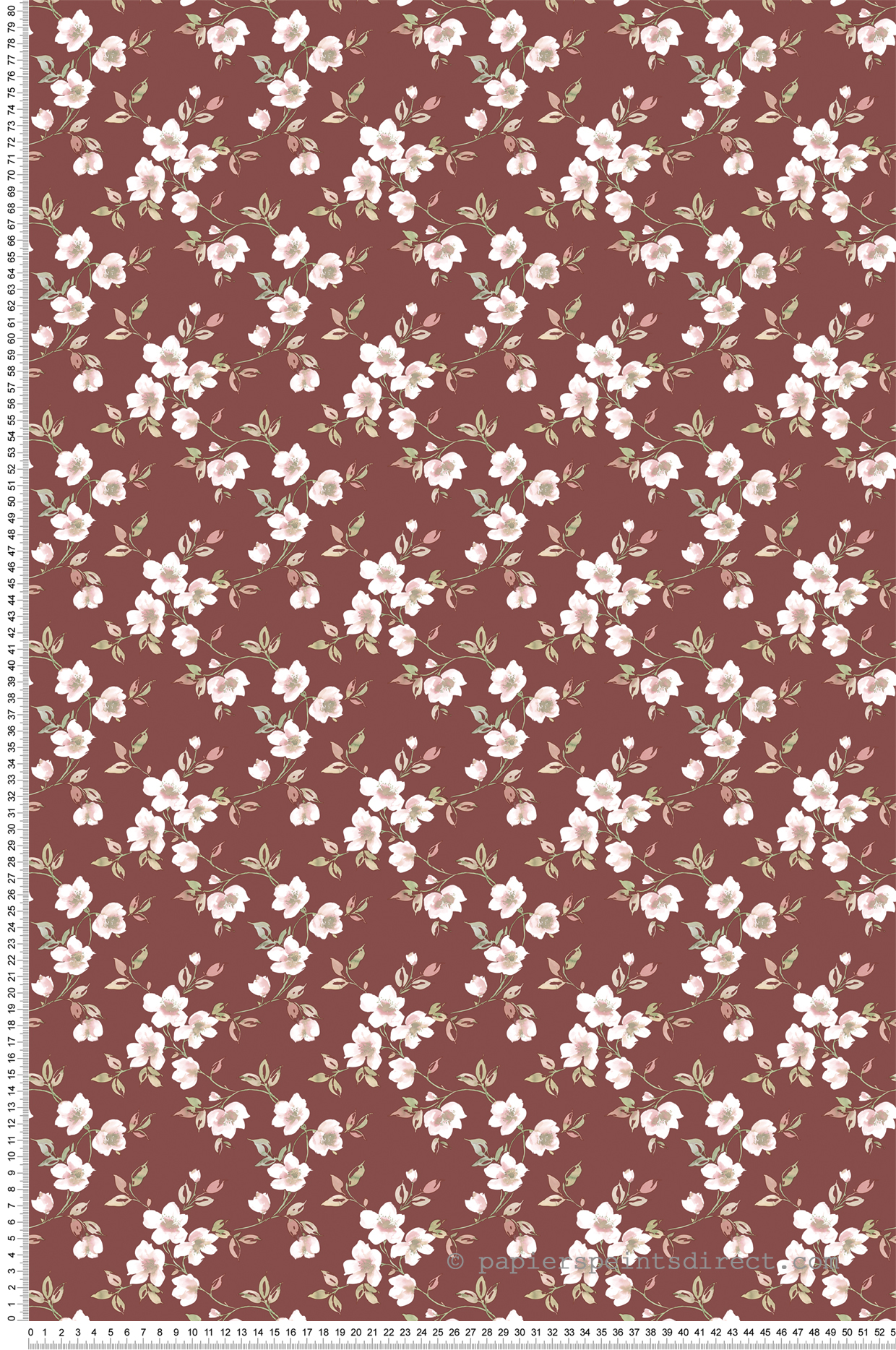 Papier peint Fleurs Eglantier bordeaux - Jardin Secret de Lutèce | Réf. LTC-G78482