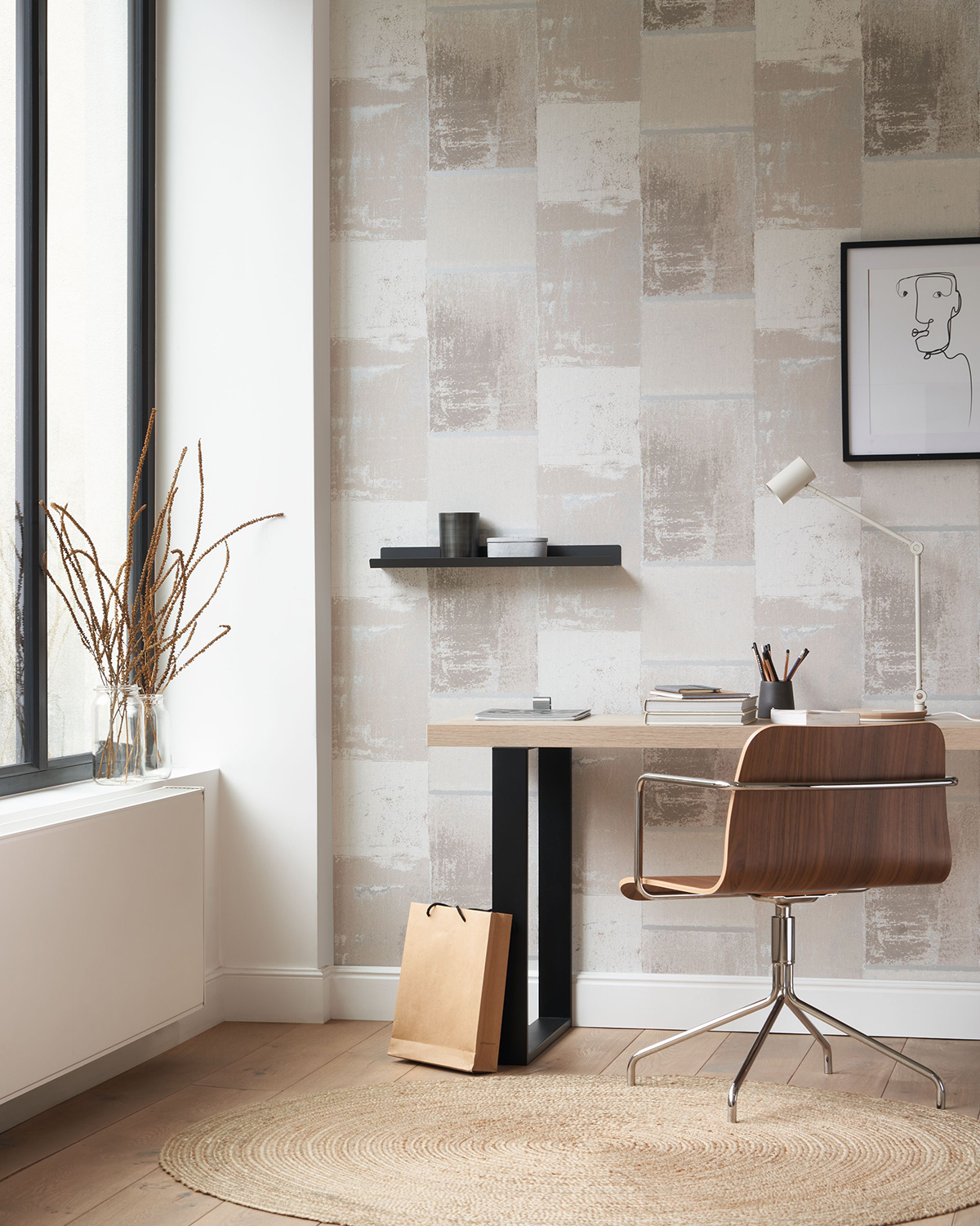 Papier peint Effet Béton Graphique argenté - Gallery de Casadéco | Réf. GLRY86179201