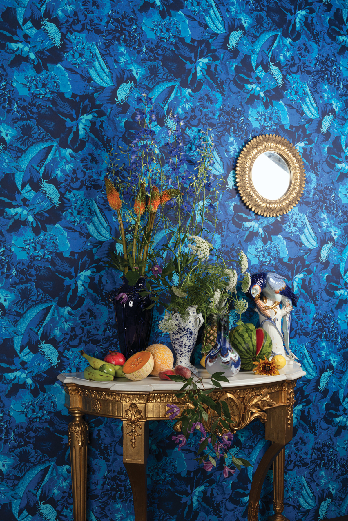 Papier peint Fleur Extravagante Frida indigo métallisé - Havana de Masureel | Réf. MAS-HAV902