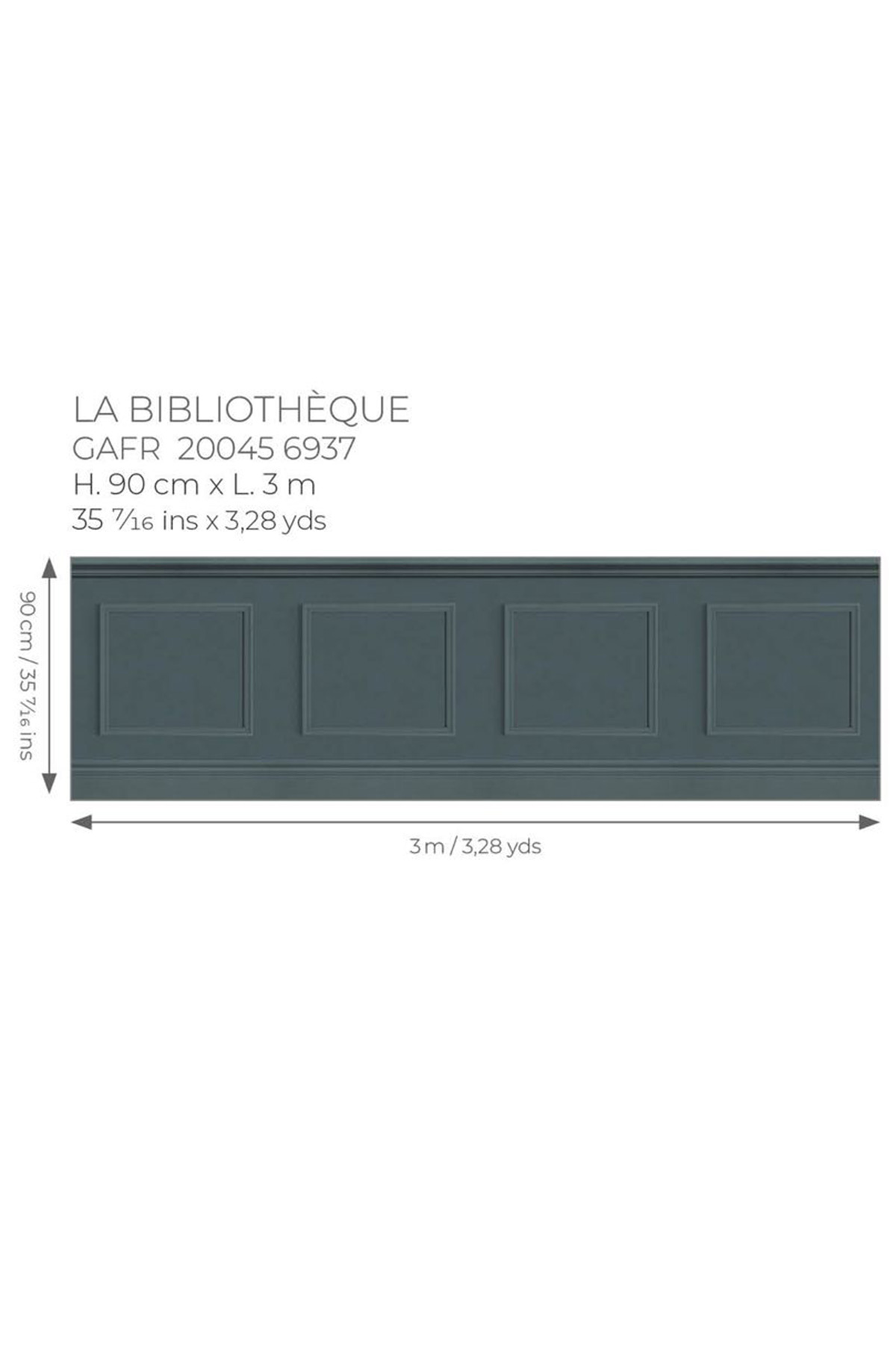 Papier peint Soubassement Bibliothèque Moulure Régulière bleu pétrole- Galons et Frises de Casadéco AMB5| Réf. GAFR200466937