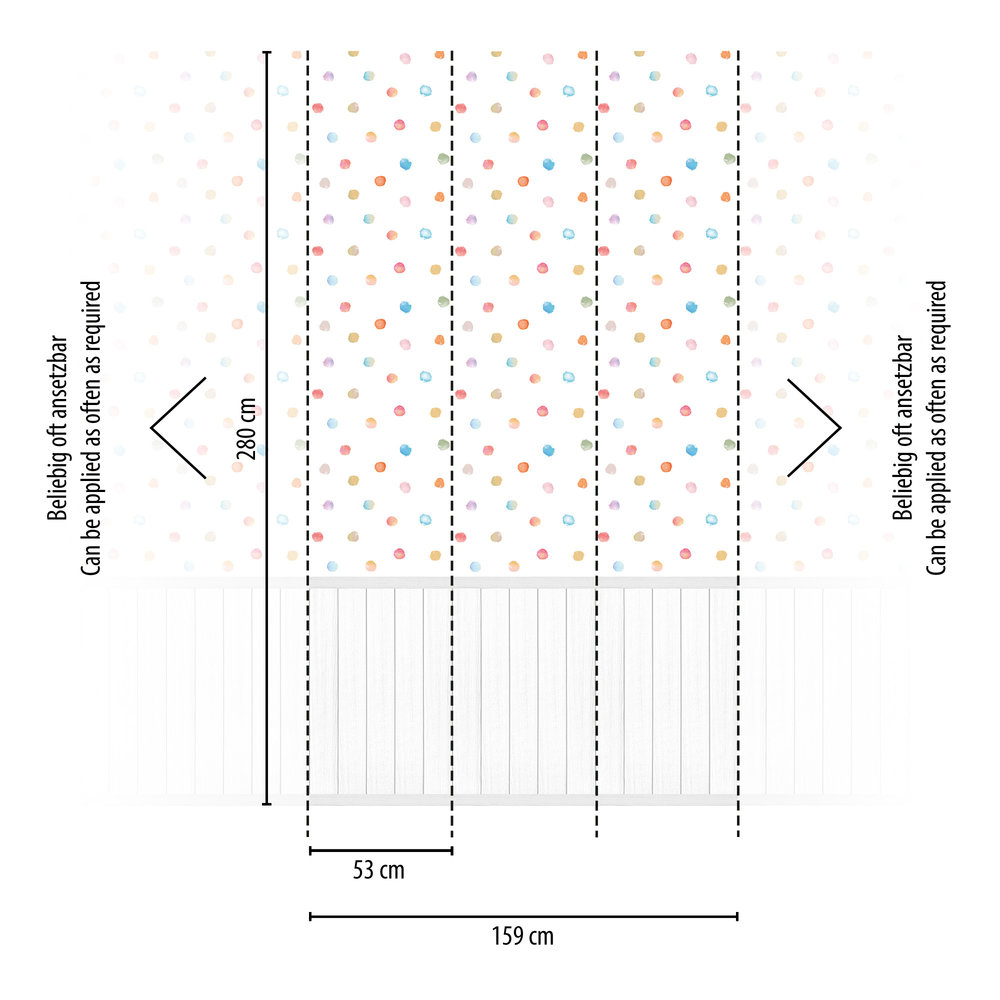 Papier peint panoramique Pois Soubassement multicolore - Wallpanel d'A.S. Création AMBR | Réf. AS-398141
