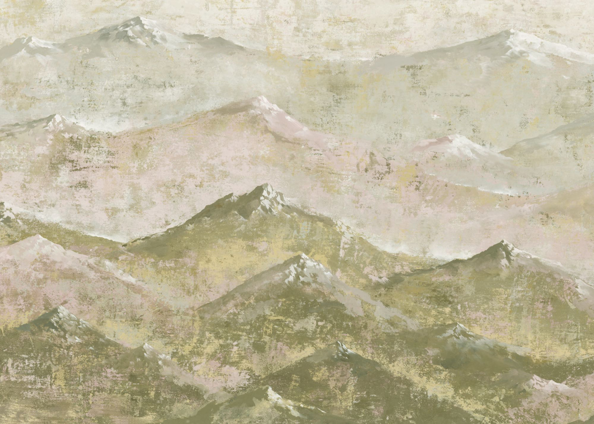 Papier peint panoramique Montagnes Paysage vert - Seasons de Komar