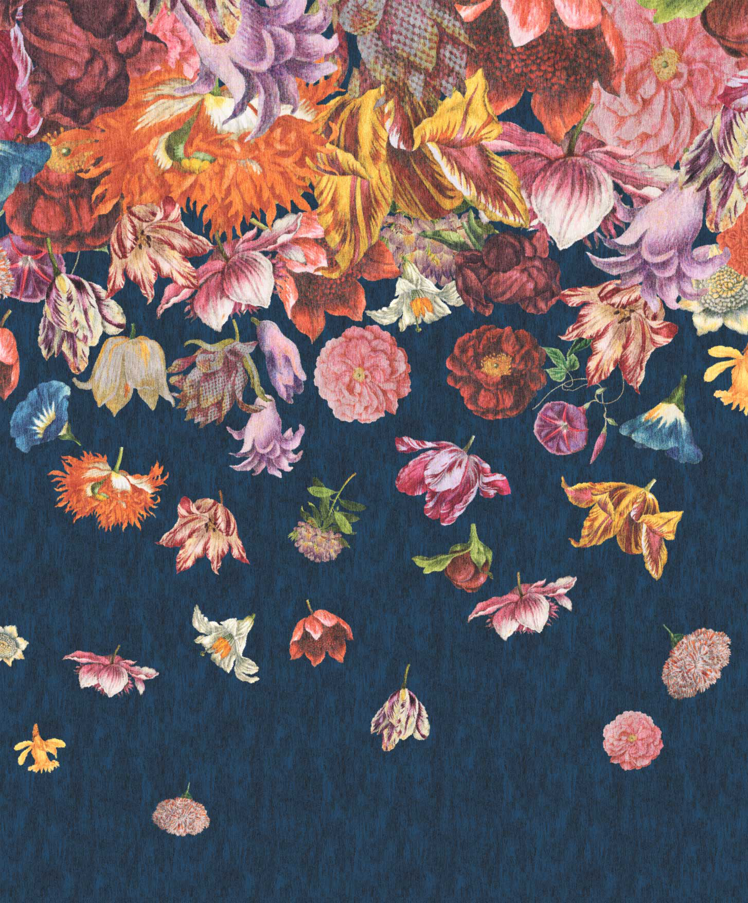 Papier peint Panoramique Pluie de Fleurs bleu et rose - Moorea de Montecolino | Réf. MC-18005