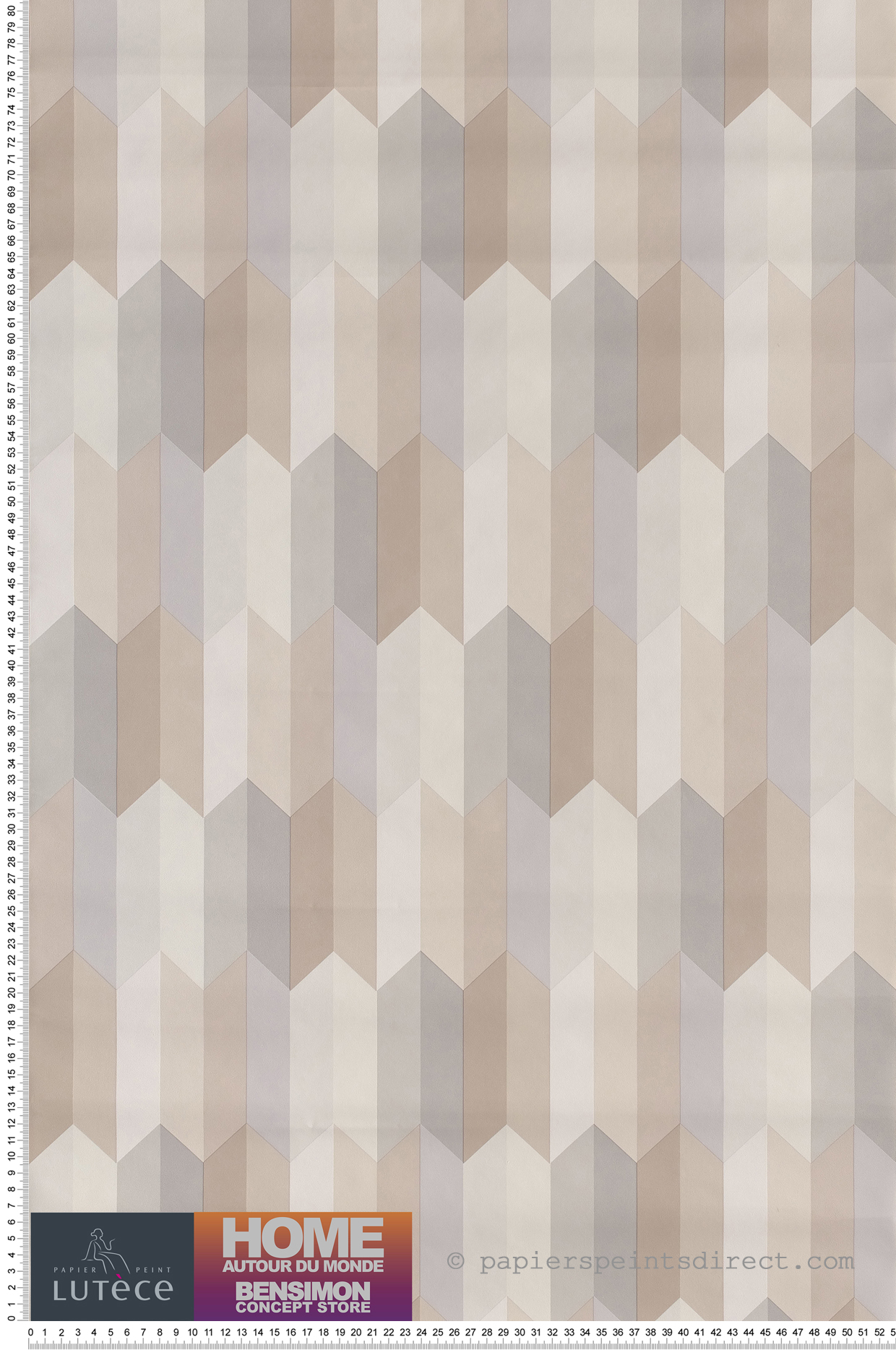 Papier Peint Parallélogrammes 3D beiges - Bensimon de Lutèce  | Réf. LTC-51172807