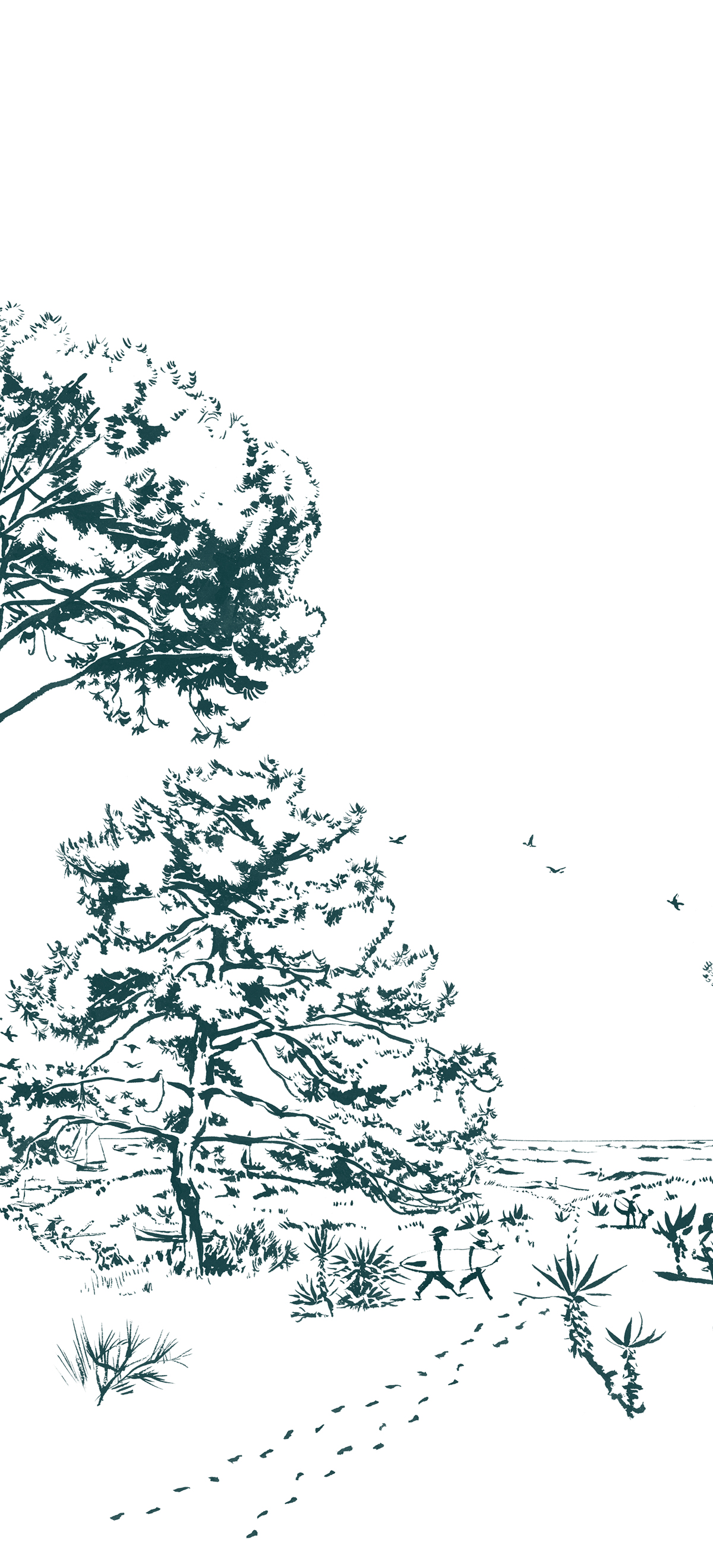 Papier peint panoramique Les Pins Vert A - 1/2/3 - Isidore Leroy