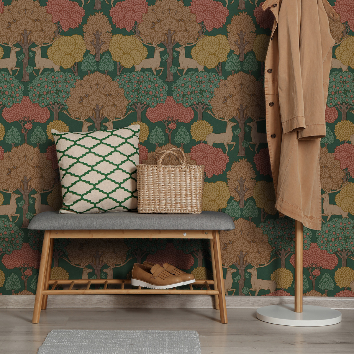 Papier peint Animaux Forest of Arden vert sapin - Beaux Arts de Lutèce | Réf. LTC-M1849