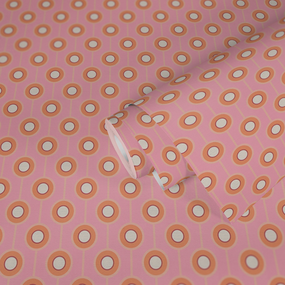 Papier peint Rond Art Déco rose orange - Retro Chic d'A.S. Création | Réf. AS-395373