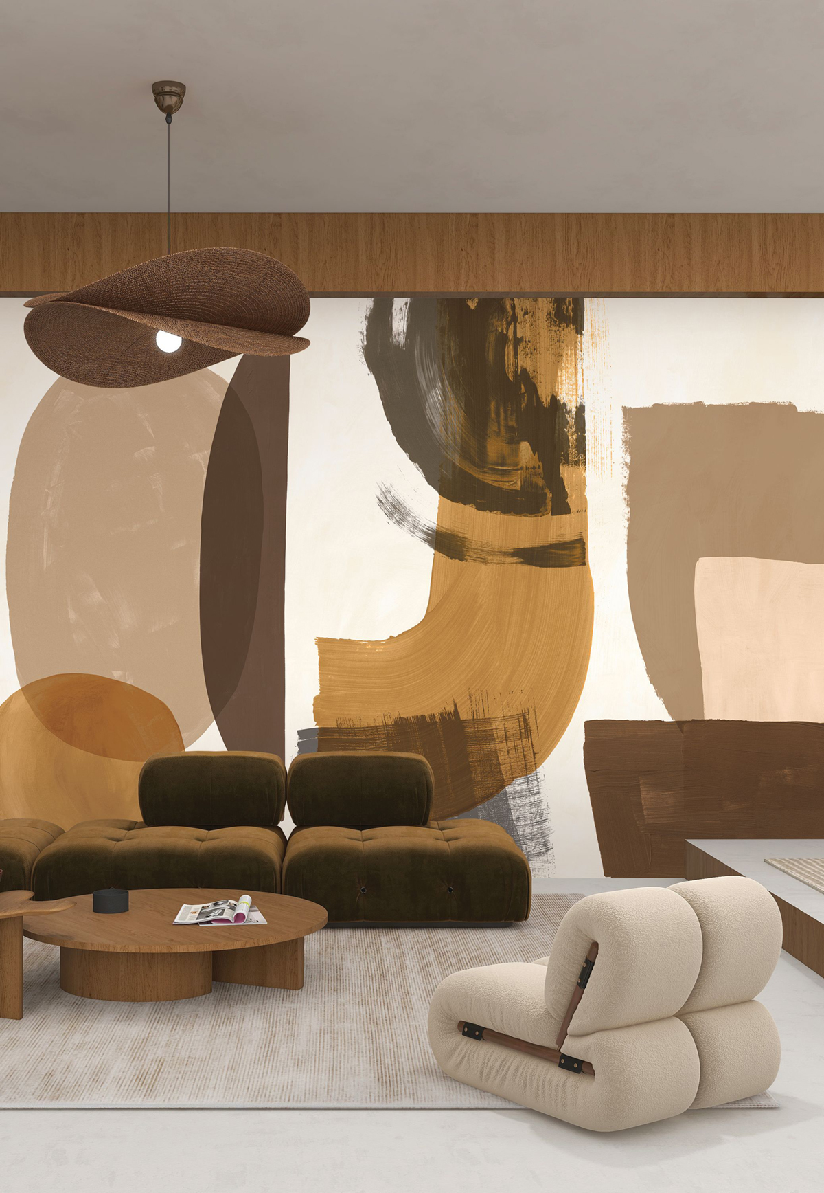 Papier peint panoramique Forme Ethnique Papunya marron - Panoramas 4 de Casamance AMB2 | Réf. CAS-76781630