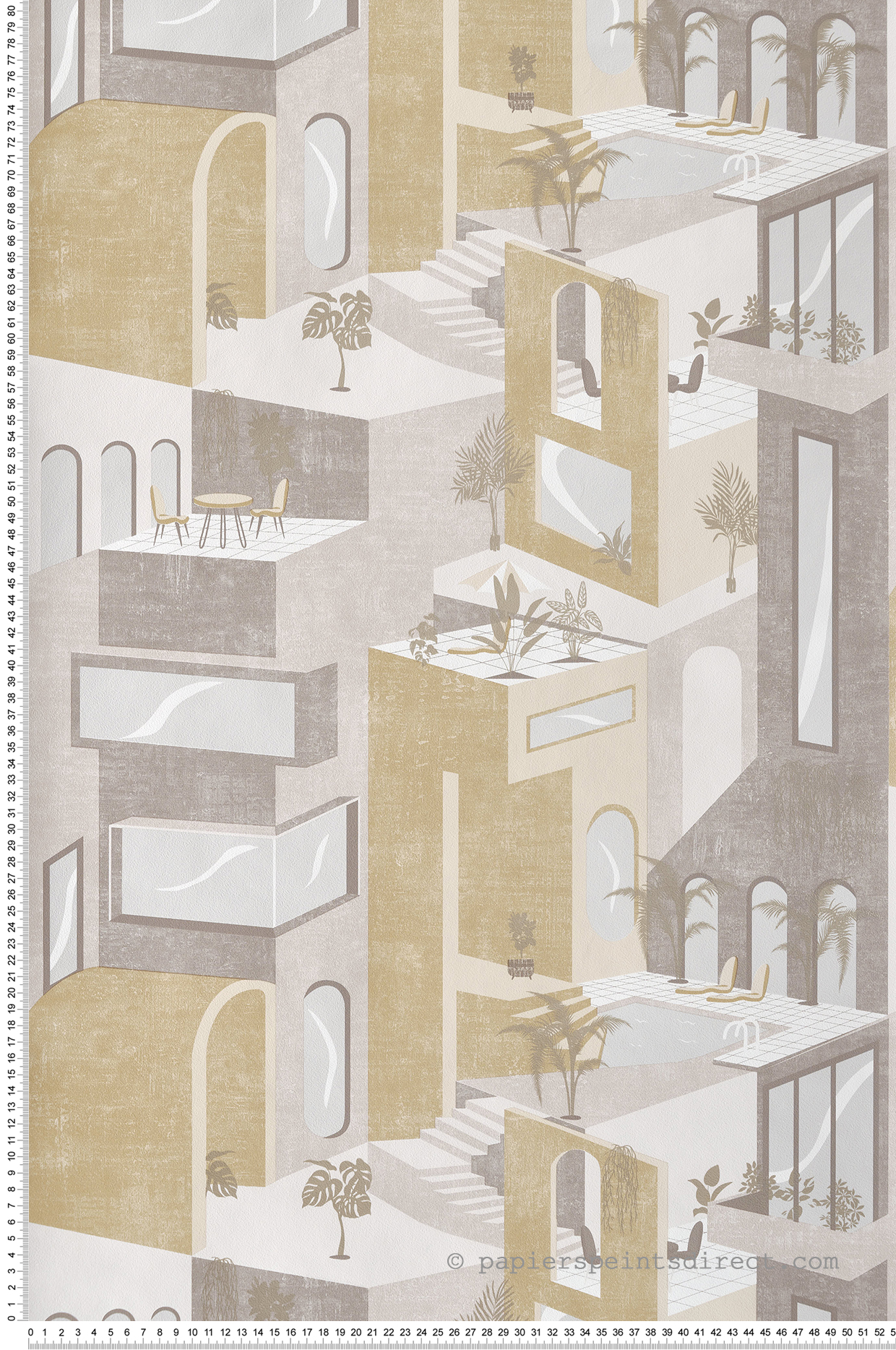 Papier peint Villa et Terrasse jaune et argenté - Arty d'Ugépa | Réf. UGP-M47502