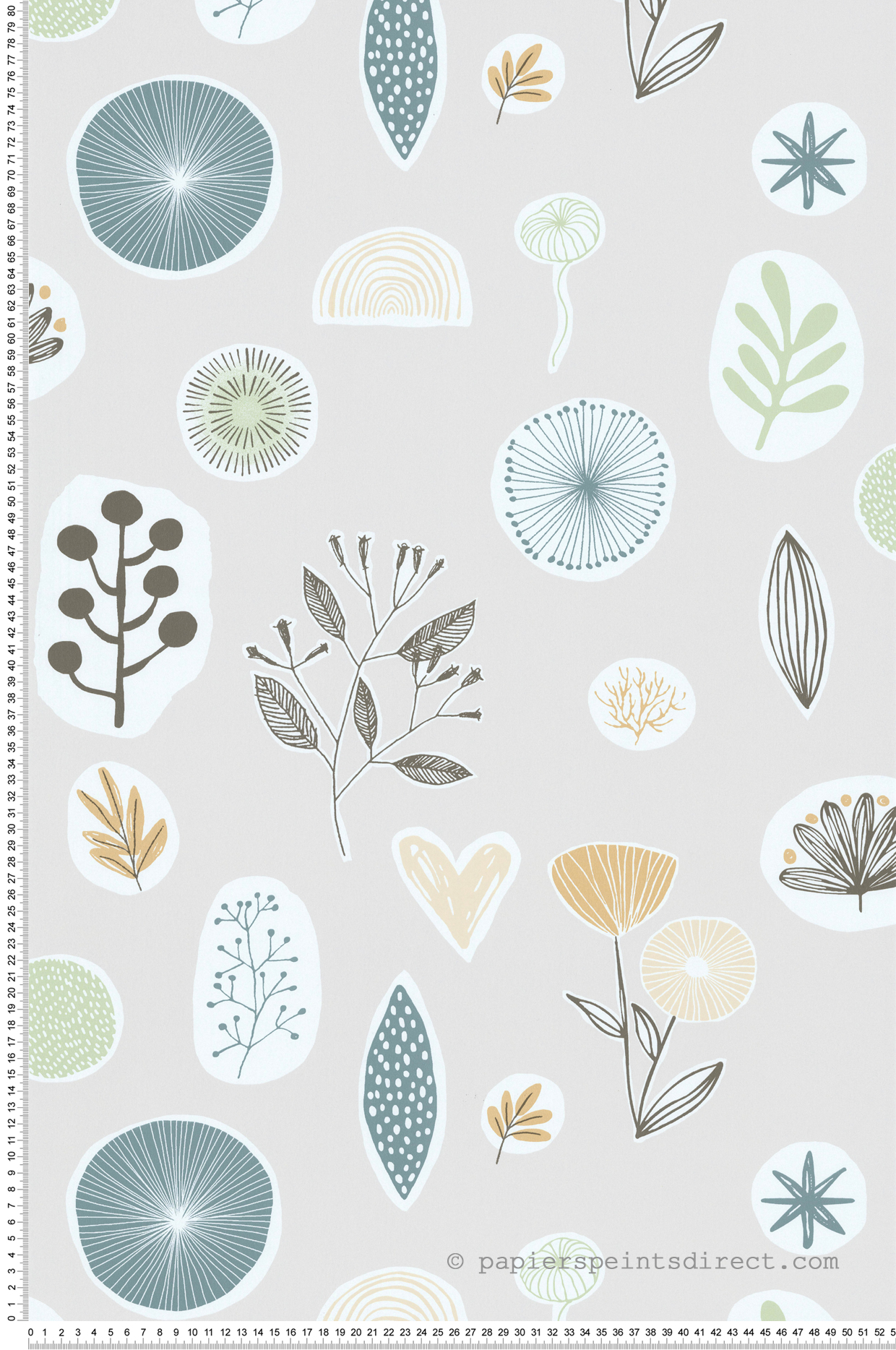 Papier peint Végétaux Cœur Louise ocre gris - Les Aventures de Lutèce | Réf. LTC-36240807