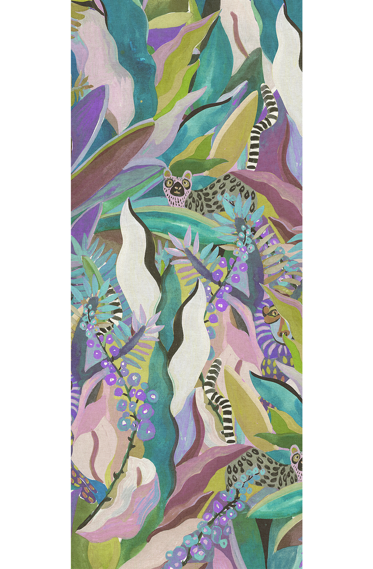 Papier peint panoramique Feuillage Animal bleu violet - B H260 - Wall Designs IV de Masureel | Réf. MAS-DG4ANI1022-260