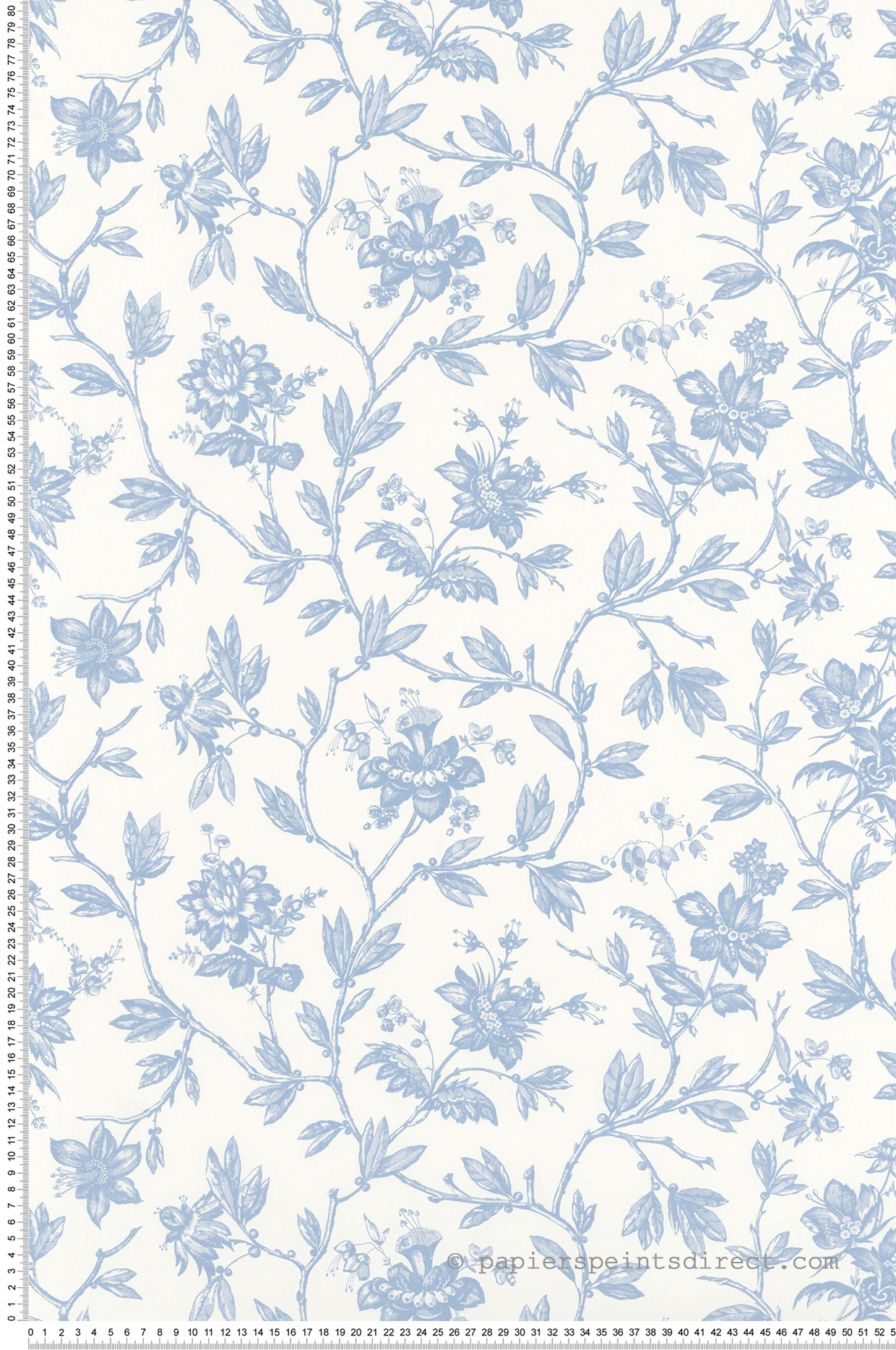 Papier peint Fleurs Romantiques bleu porcelaine - Les Belles Toiles De Jouy de Casadéco AMBV | Réf. LBTJ87966726