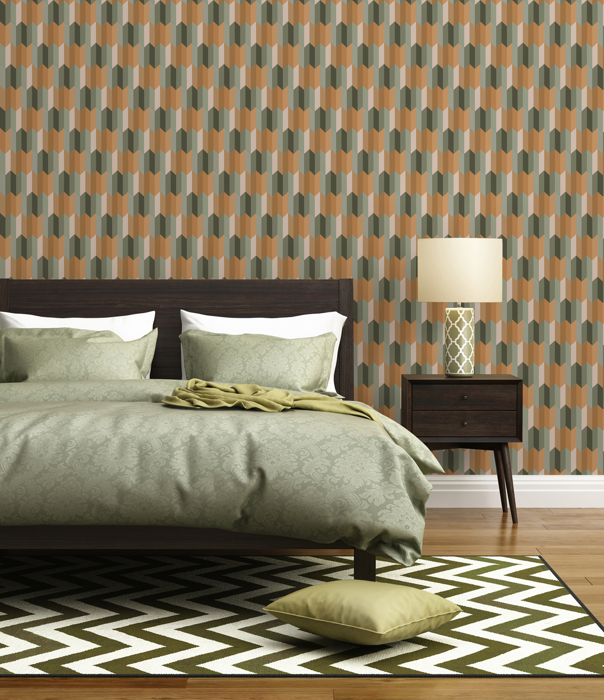 Papier peint Parallélogramme 3D vert - Bensimon 2 de Lutèce AMB3 | Réf. LTC-51172804
