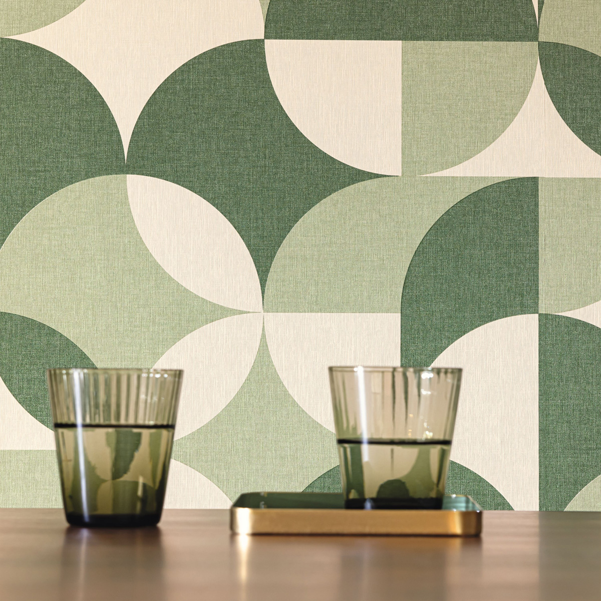 Papier peint Géométrie Arrondi Charly vert sapin - Twist de Casélio AMB2 | Réf. TST106447012