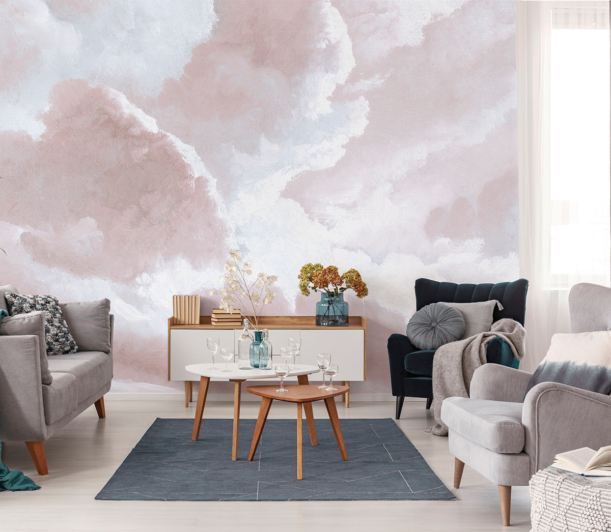 Papier peint panoramique Nuage Cloudy rose - Panorama 2 de Lutèce | Réf. LTC-PAN1712C