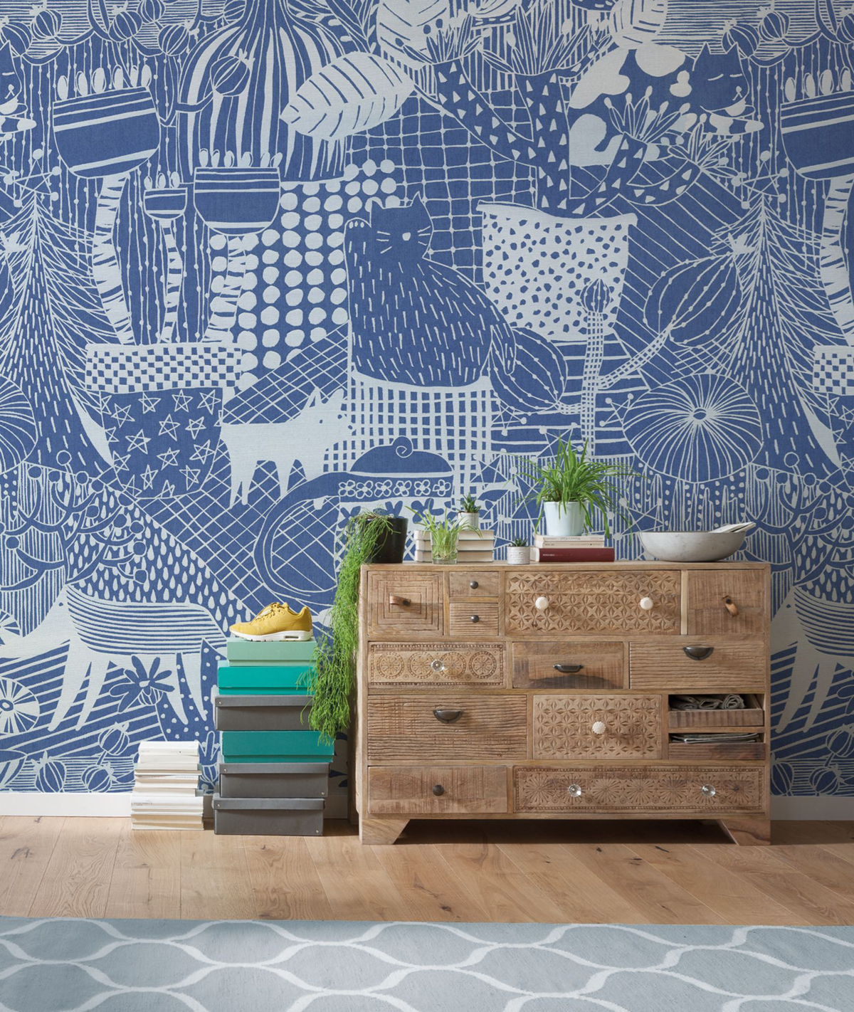 Papier peint panoramique Feline Mirage Chat bleu - Seasons de Komar