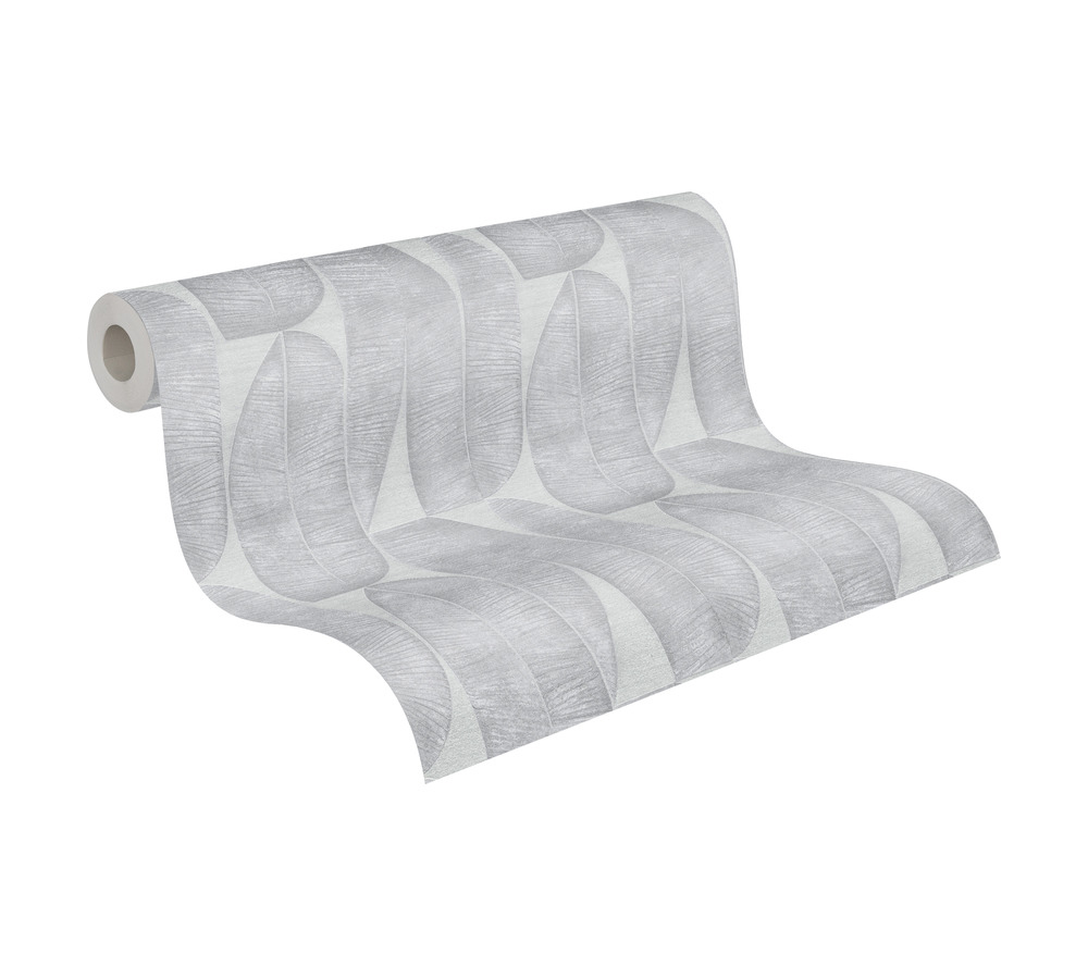 Papier peint Grandes Palmes Géométriques gris clair - Stories of Life d'A.S. Création AMB4 | Réf. AS-396582