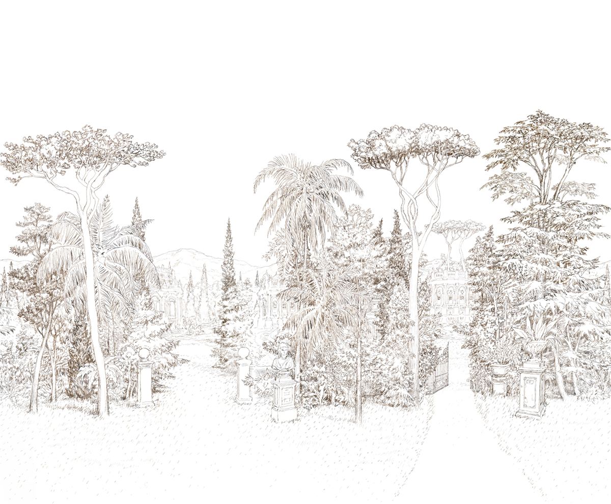 Papier peint panoramique Jardin Baroque A+B - 1/2/3/4 - Isidore Leroy