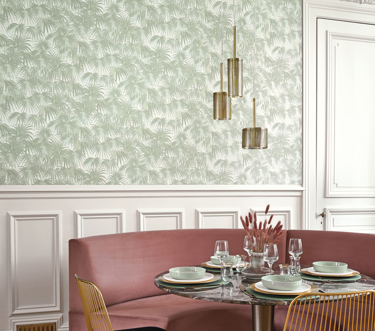 Papier peint Palmier Charleston vert amande - Twenties de Casadéco | Réf. TWNT88657101