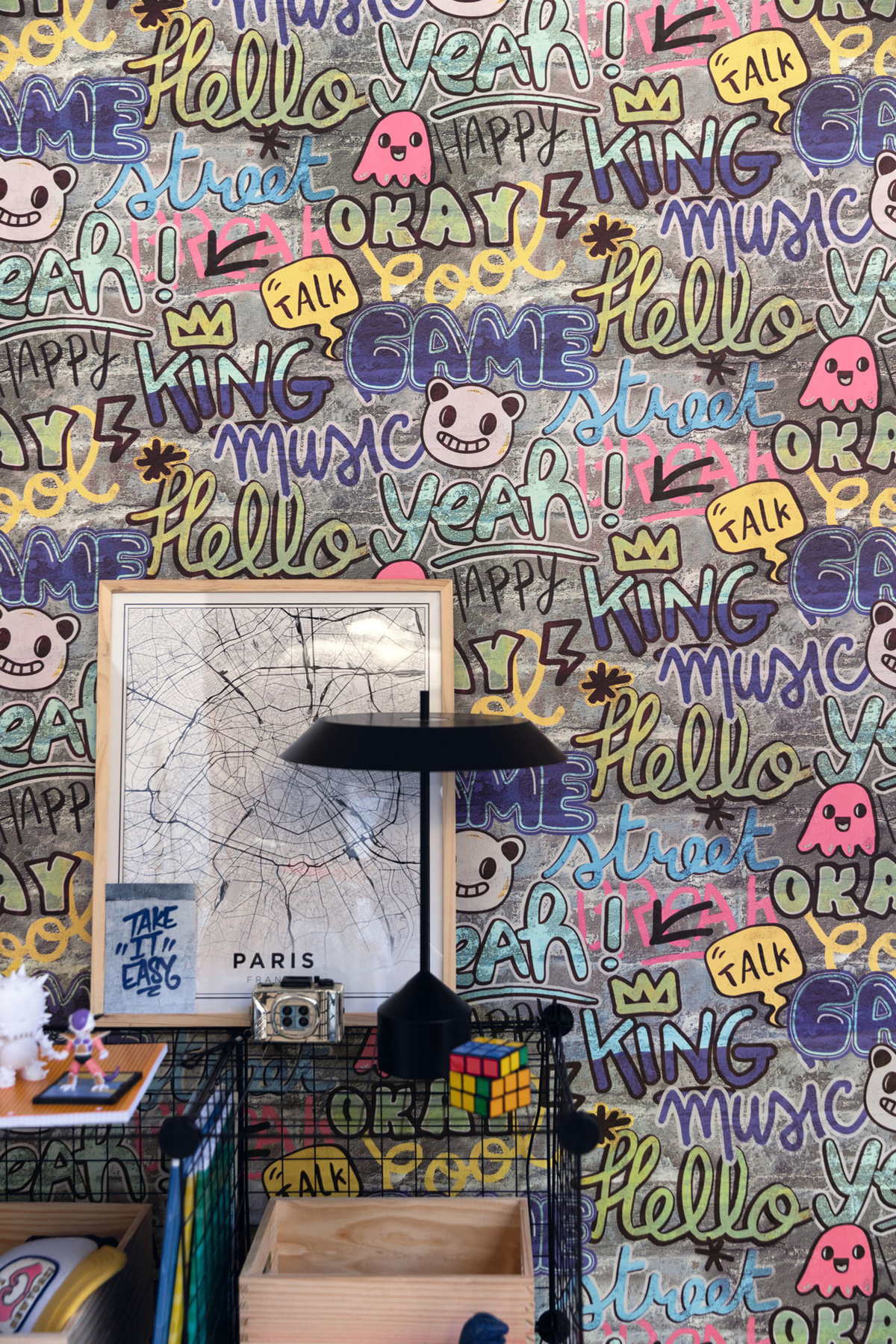 Papier peint Graffiti Make It Fun multicouleurs - Young & Free de Casélio AMB2 | Réf. YNF103304565