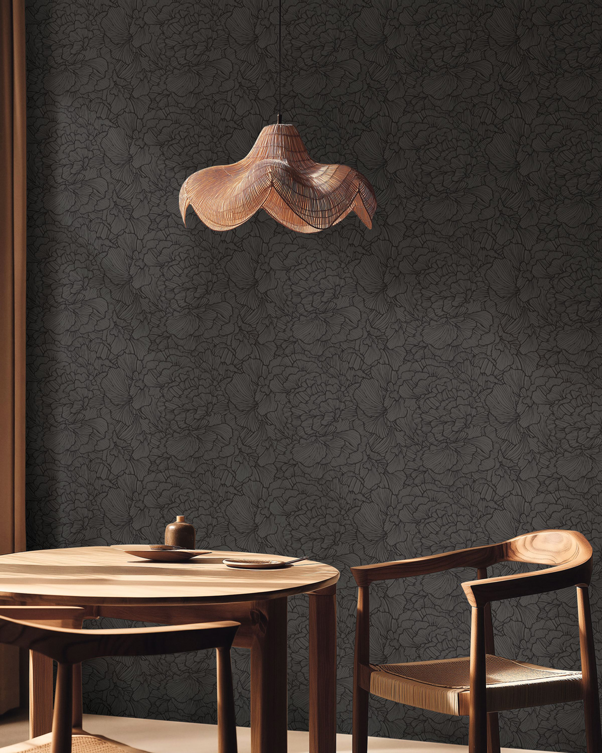 Papier peint Fleur Delicate Petals noir nacré - Moonlight 3 de Casélio | Réf. MNL3107089957