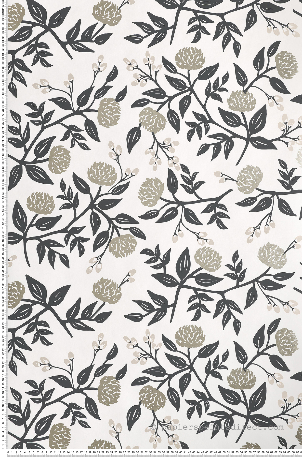 Papier peint Fleuri Peonies noir et blanc - Rifle Paper Co. d'Initiales | Réf. INI-RI5150