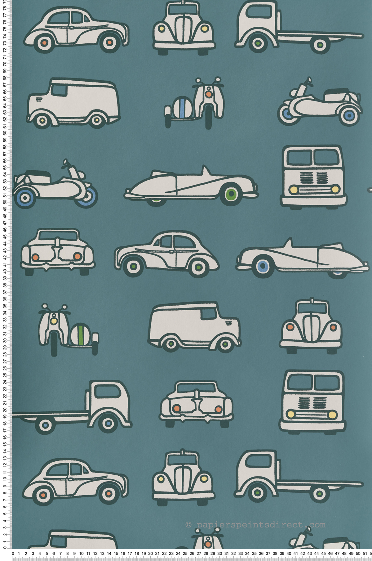 Papier peint Voiture Vintage Road Trip Pleat - Storybook Papers de Little Greene | Réf. 0231RTPLEAT