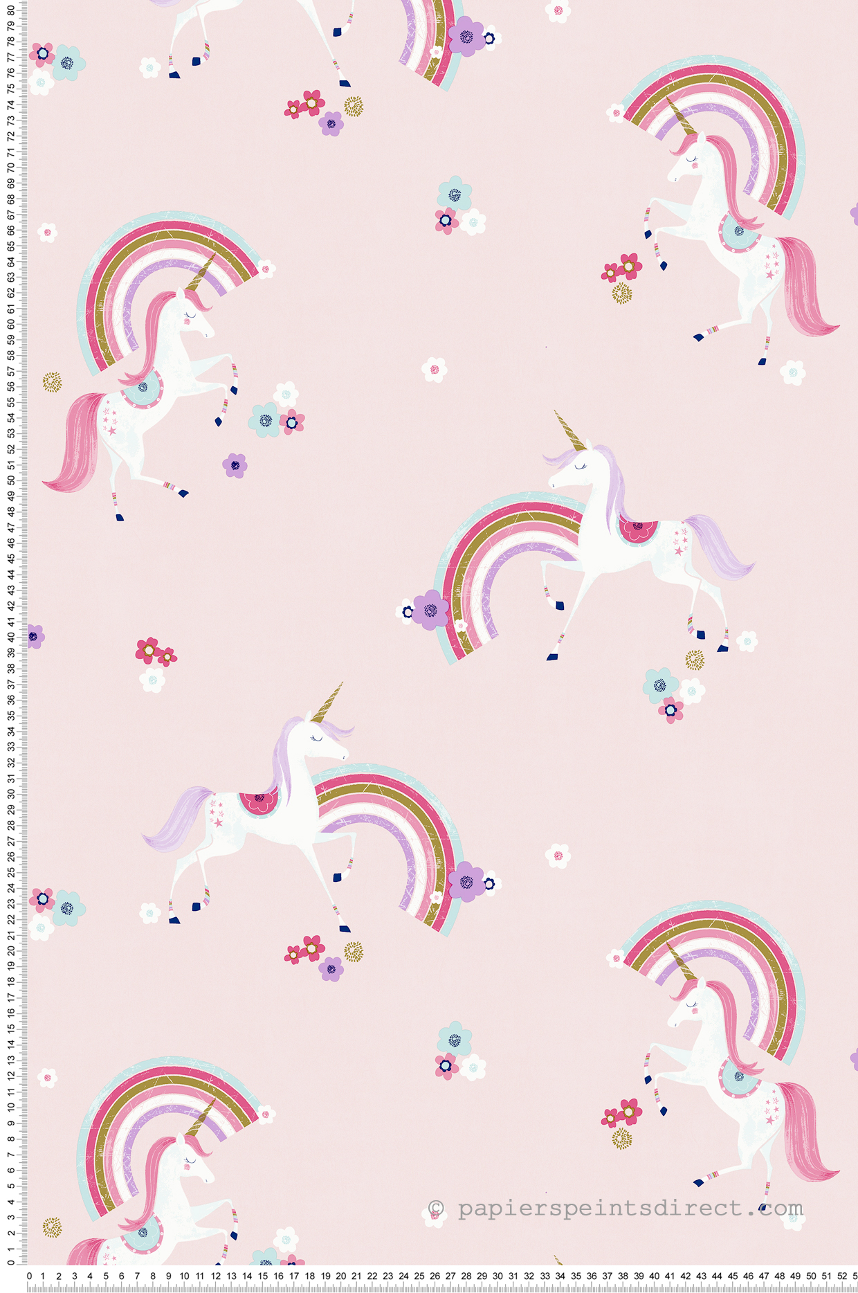Papier peint Licorne Arc en Ciel rose - Imagine de Lutèce | Réf. LTC-DL27565