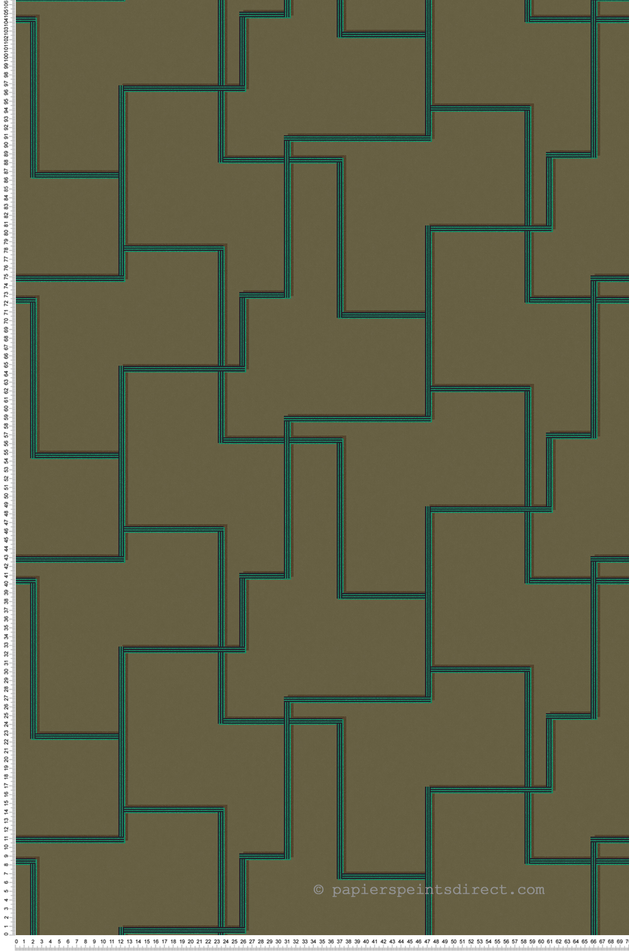 Papier peint Trait Graphique Christo bronze vert - Folies de Masureel | Réf. MAS-FOL201