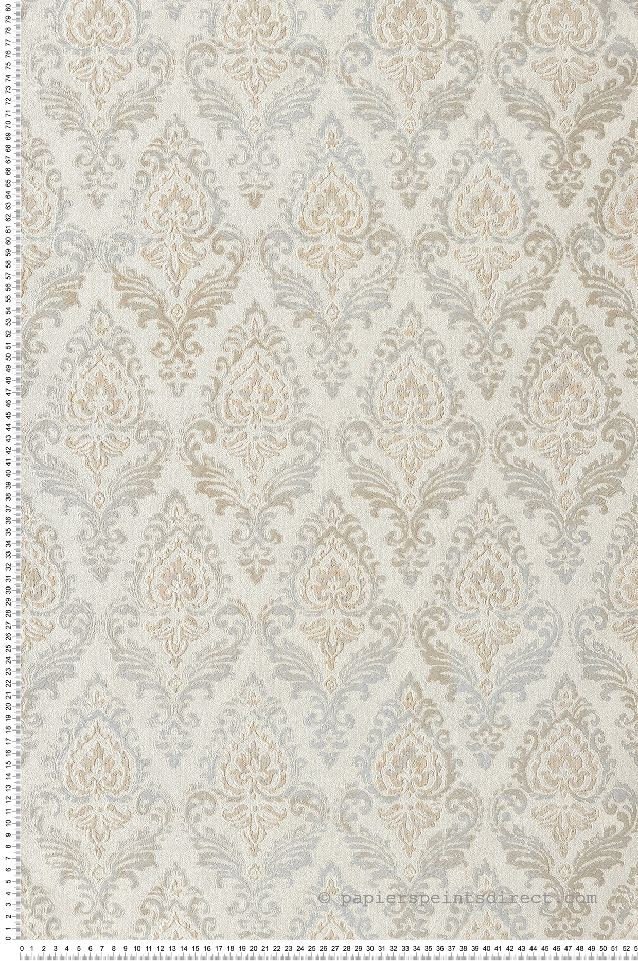 Papier peint Damassé Baroque gris et beige irisé - San Marco de Montecolino | Réf. MC-23636