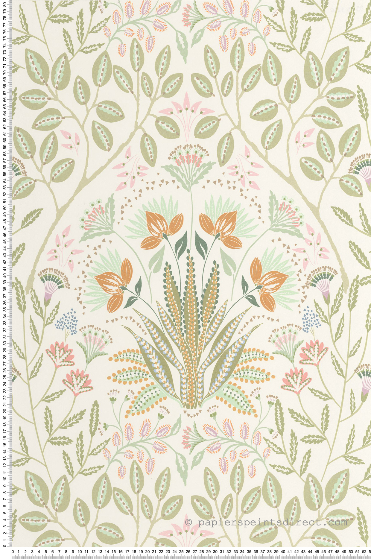 Papier peint Fleur Baroque Lords vert amande rose - Derby de Casadéco | Réf. DERB89297210