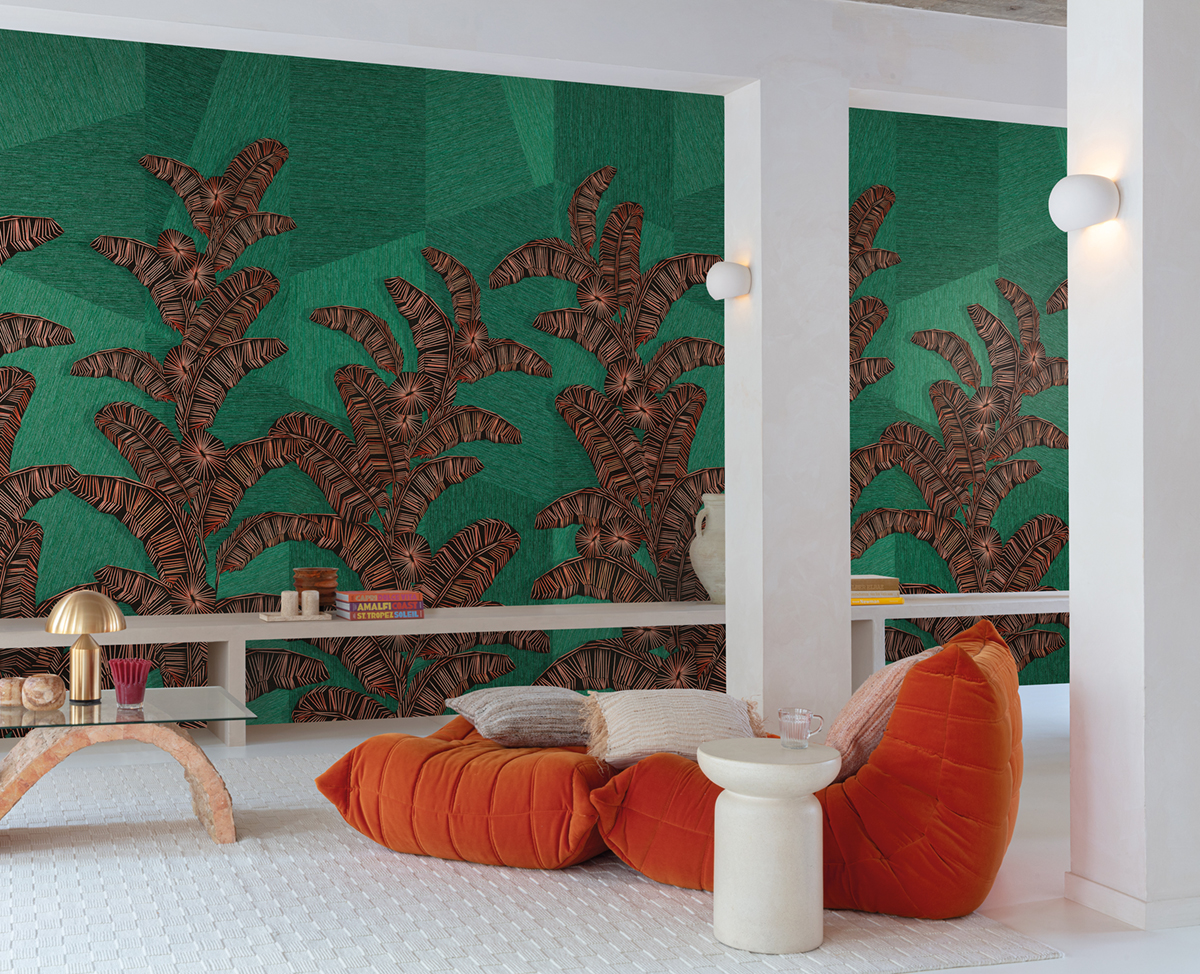 Papier peint panoramique Palme Graphique Yucatan vert - A, B et C H260 - Amani de Masureel | Réf. MAS-DGAMA202X-260