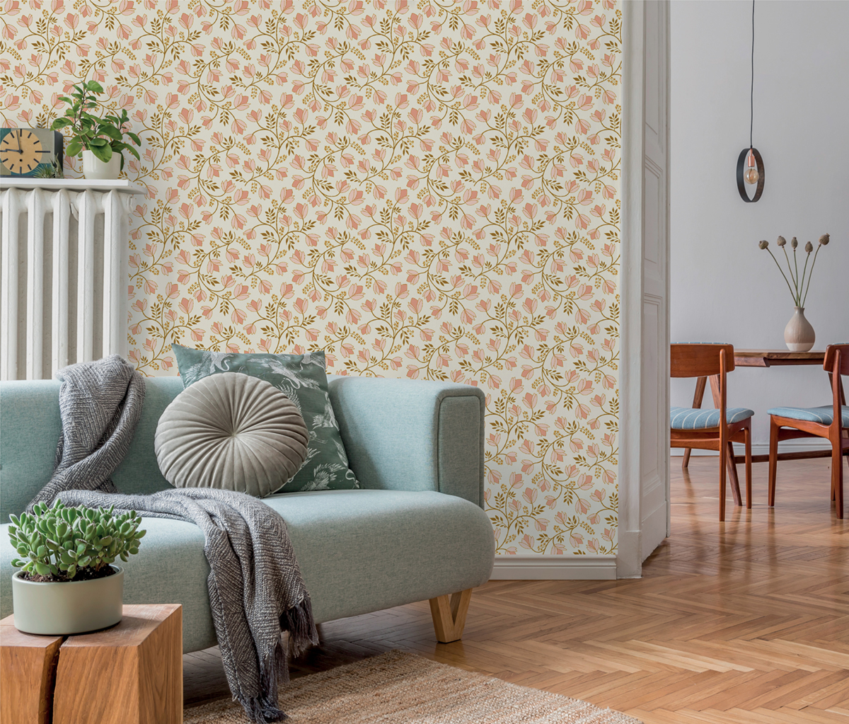 Papier peint Vintage Fleur Country rose - Les Essentiels de Lutèce | Réf. LTC-51213603