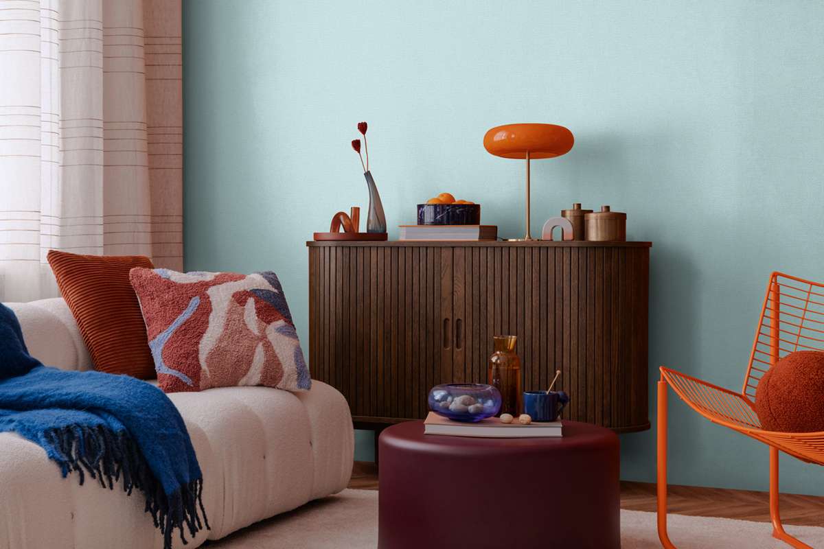 Papier peint Uni Paillette Métallisé bleu ciel doré - Cosmoliving d'A.S. Création AMB3 | Réf. AS-790654