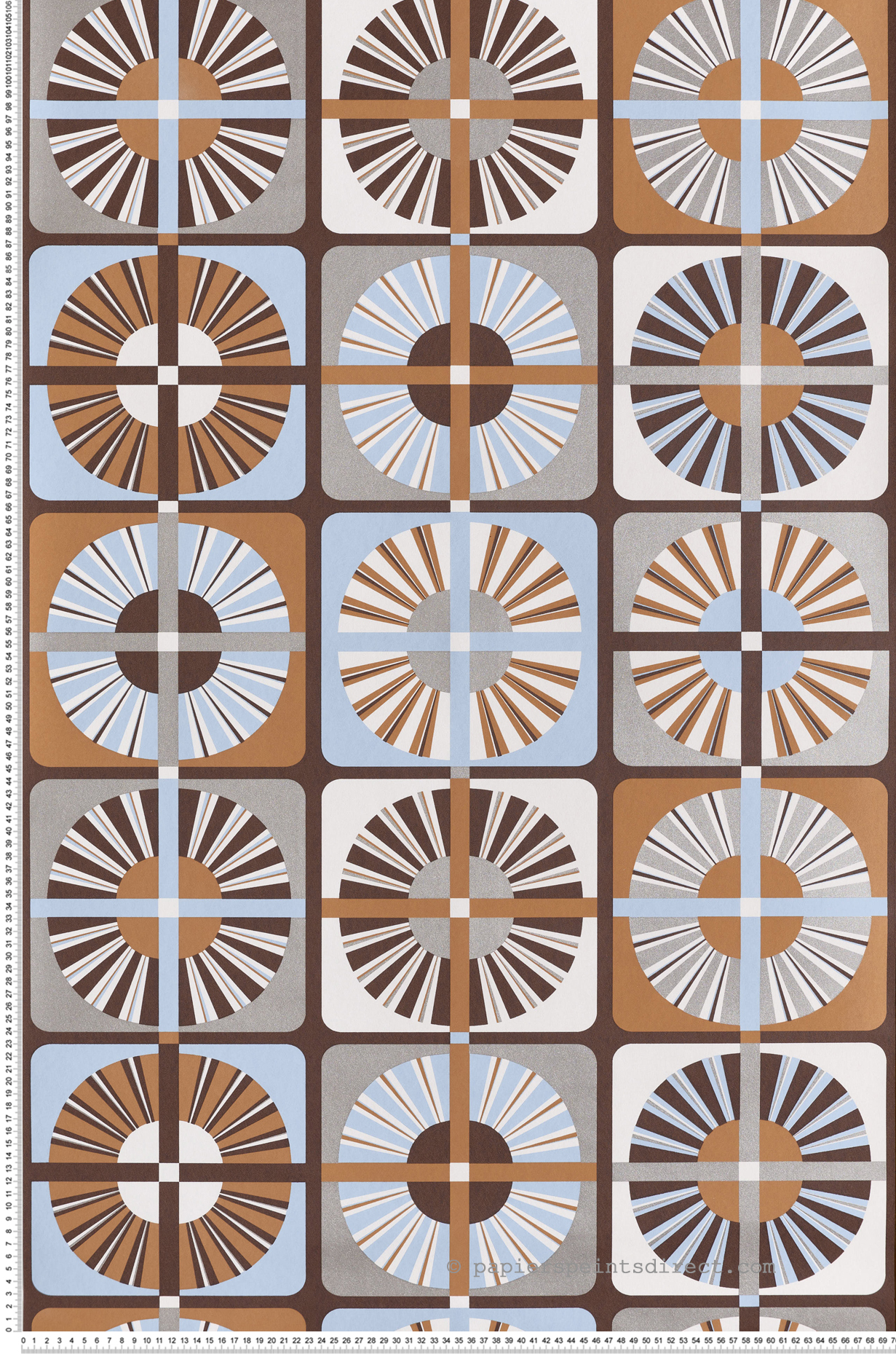 Papier peint Carreaux Géométrique Ray bleu céleste argenté - Rock de Masureel | Réf. MAS-ROC402