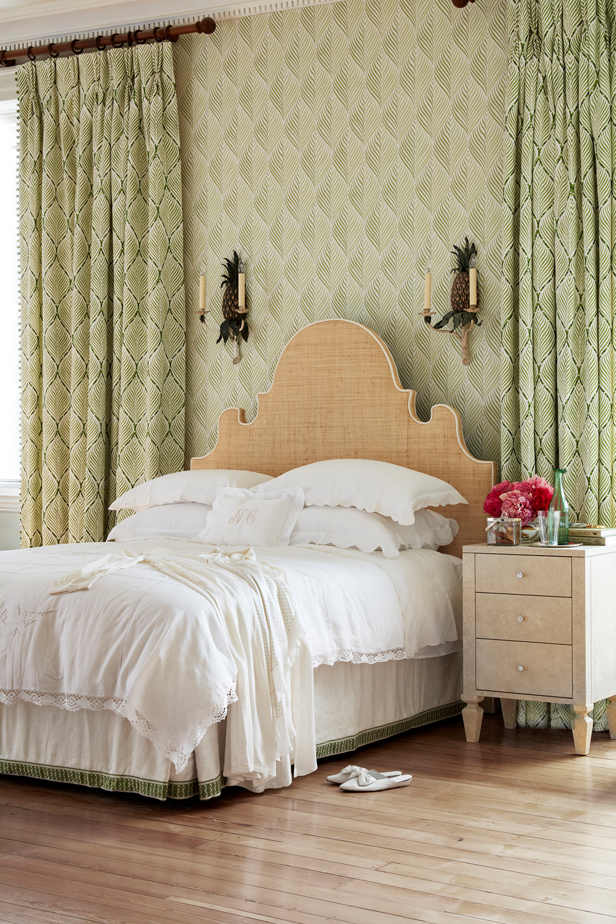 Papier peint Feuille Vintage Bonnelles vert - Les Indiennes de Nina Campbell | AMB Réf. OSB-NCW4352-05