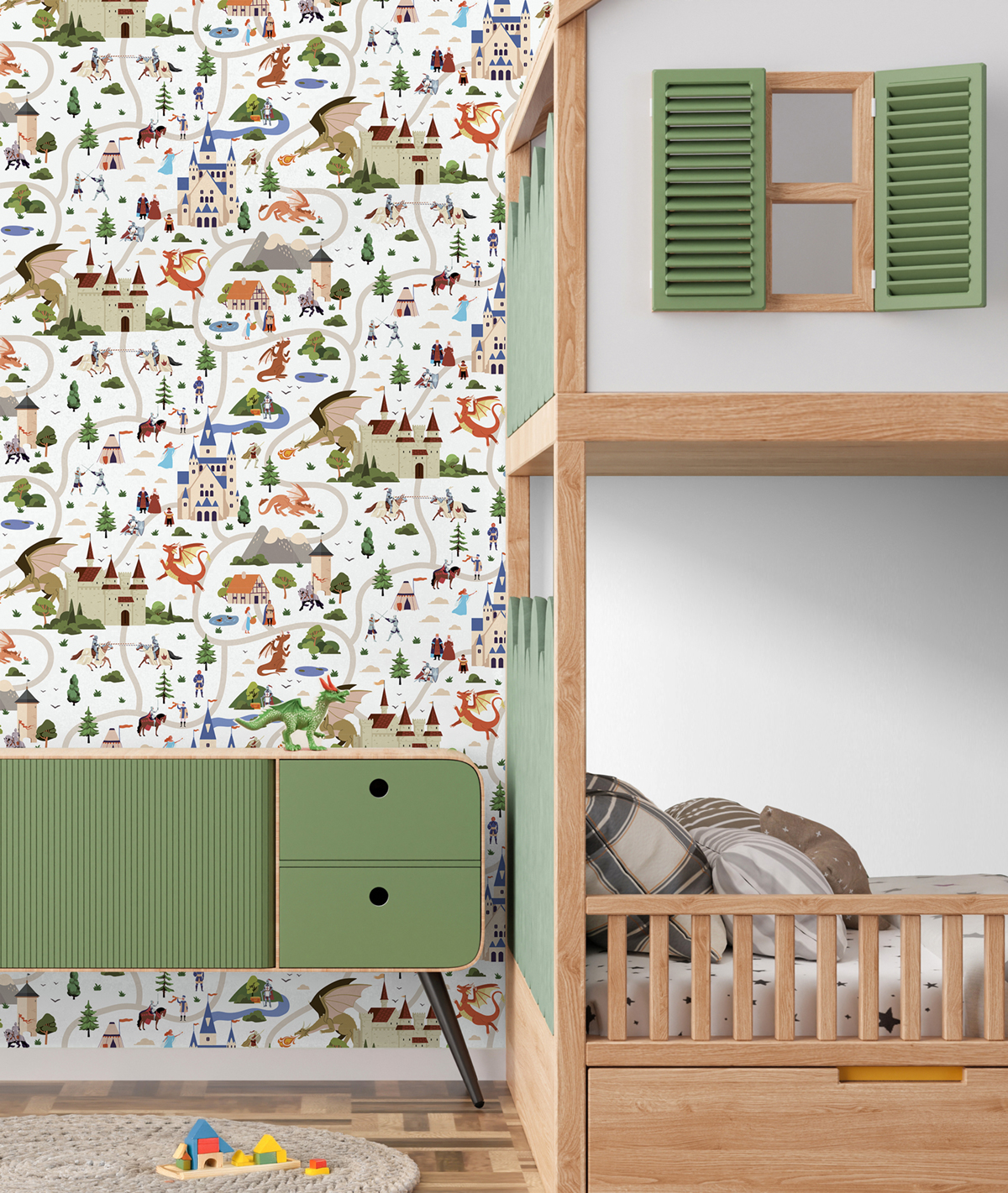 Papier peint Enfant Chevaliers Dragons multicolore - Sweet Dreams d'Ugépa | Réf. UGP-N06310