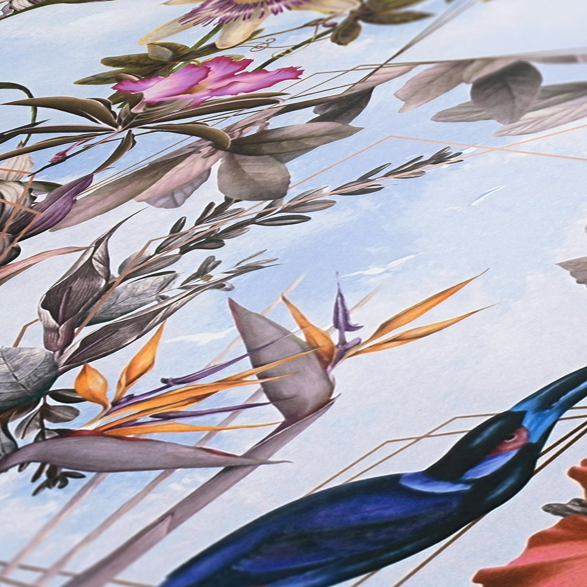 Papier peint Oiseau du Paradis bleu ciel - Dream Flowery de Architects Paper | AMB Réf. 38178-4