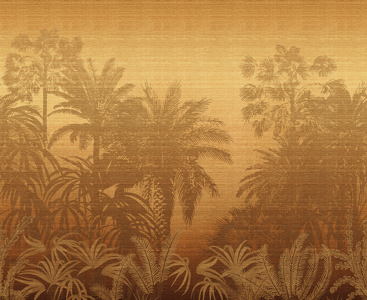 Papier peint panoramique Jungle Awarra ocre - A, B et C H260 - Amazone de Masureel | Réf. MAS-DGZON103X-260