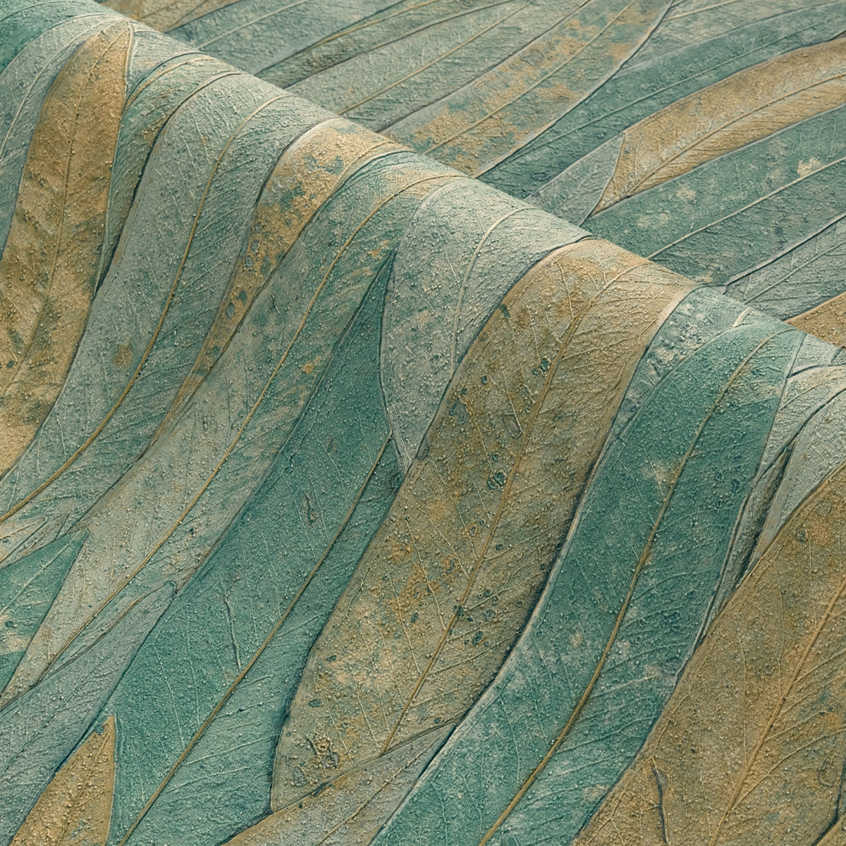 Papier peint Feuille Neluwa vert caraïbe - Golfe du Bengale de Casamance AMBV | Réf. CAS-75961324