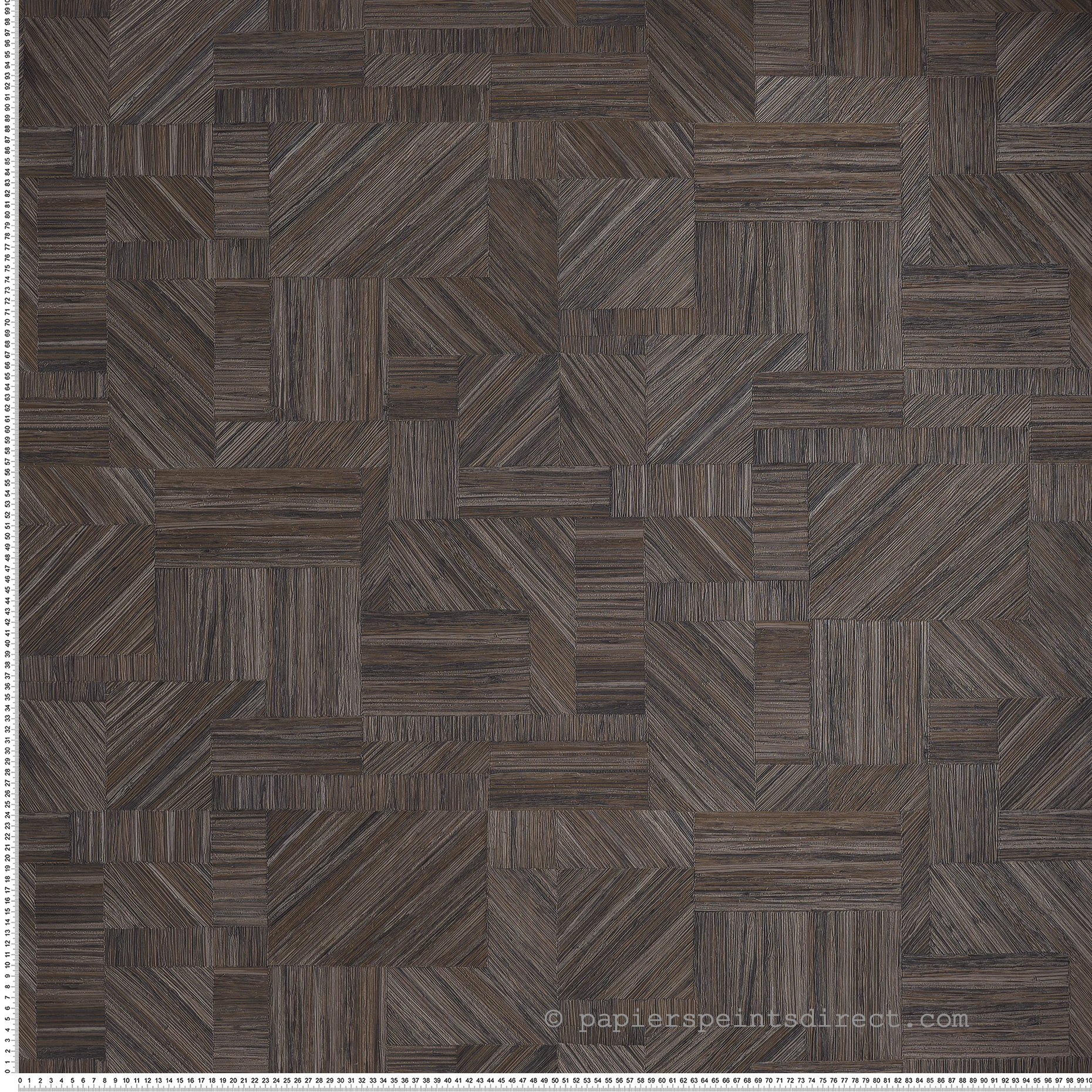 Papier peint Marqueterie Paille Imbrication ébène - Nature sur Mesure de Casamance | Réf. CAS-76892344